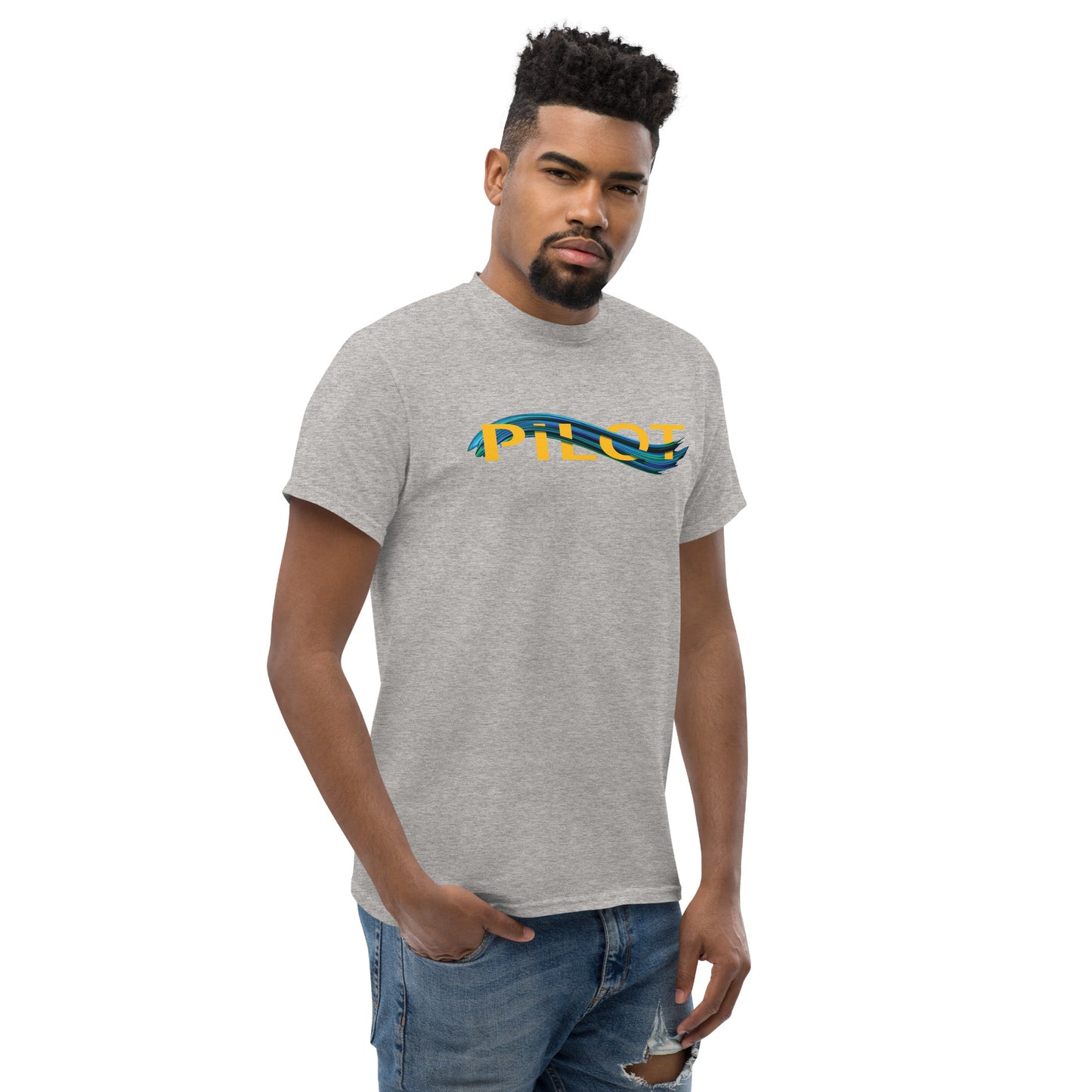 Pilot men's heavyweight tee (yellow/blue)