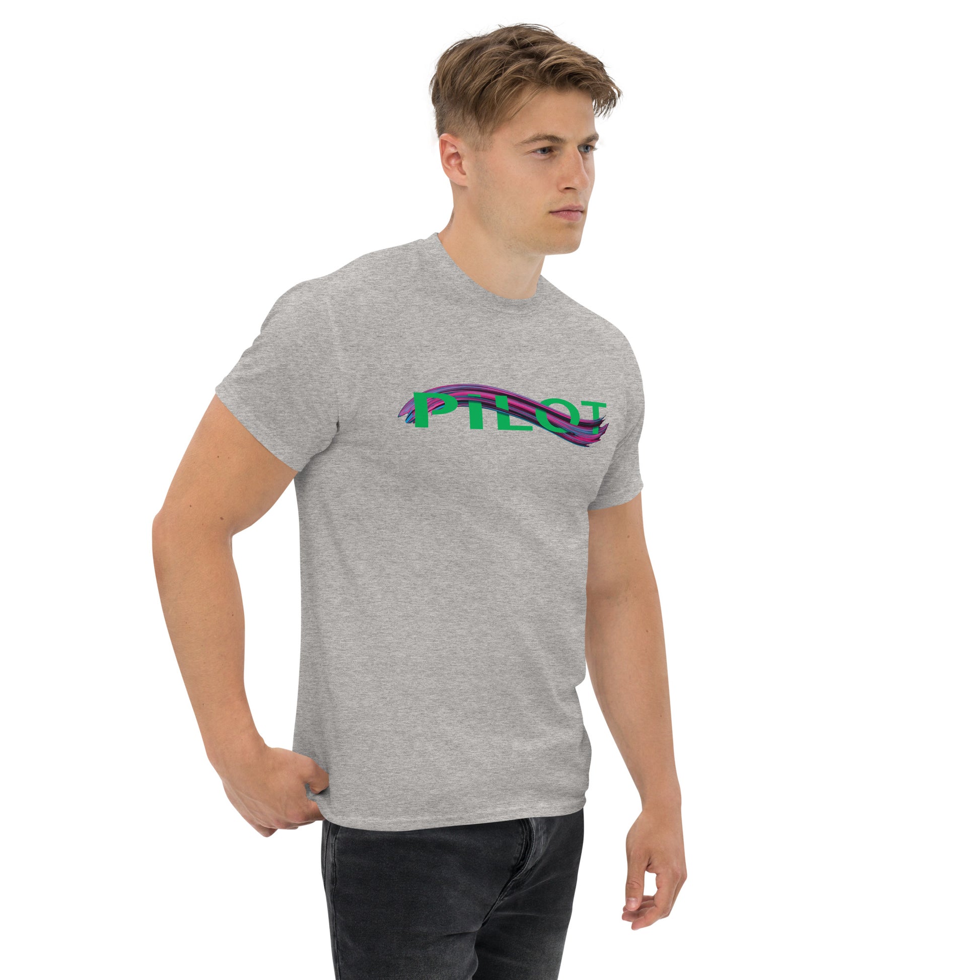 Pilot men's heavyweight tee (green/purple)