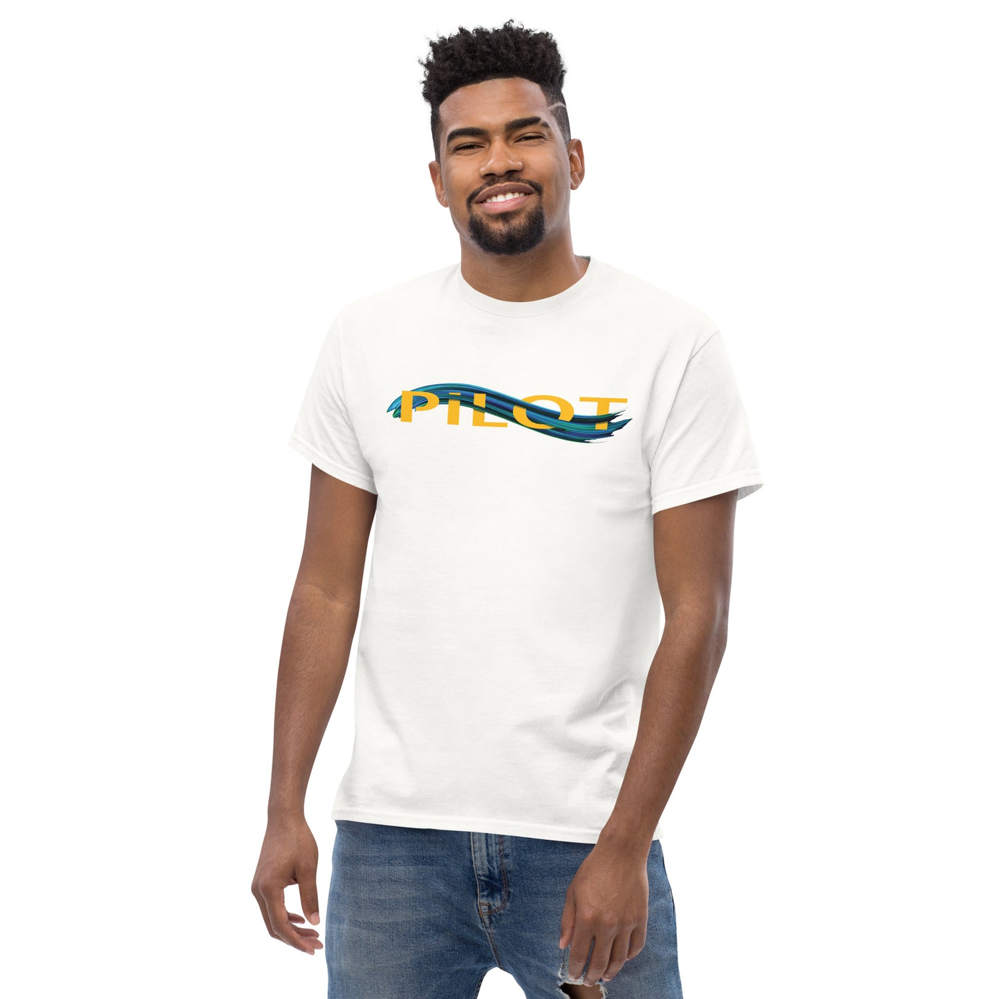 Pilot men's heavyweight tee (yellow/blue)