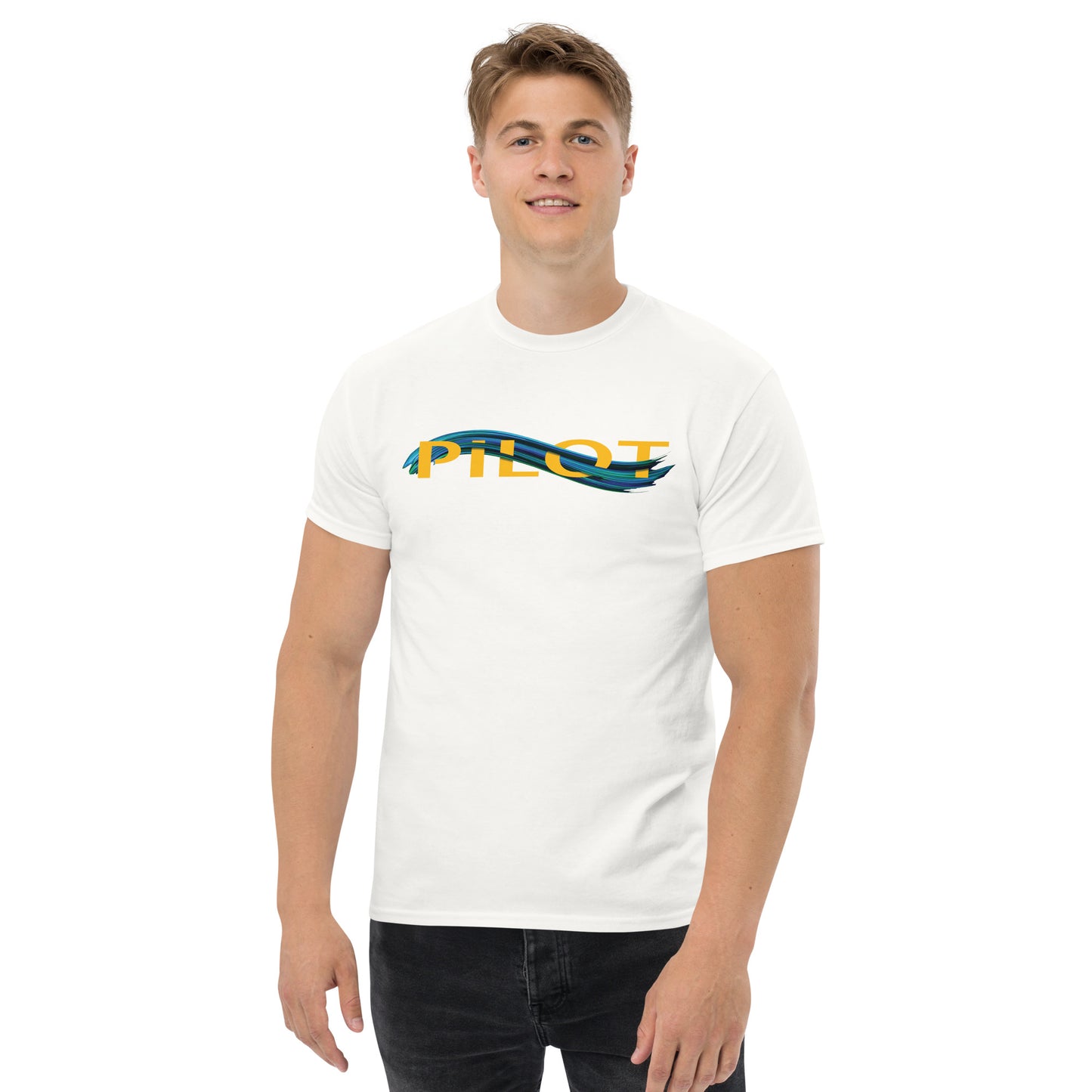 Pilot men's heavyweight tee (yellow/blue)