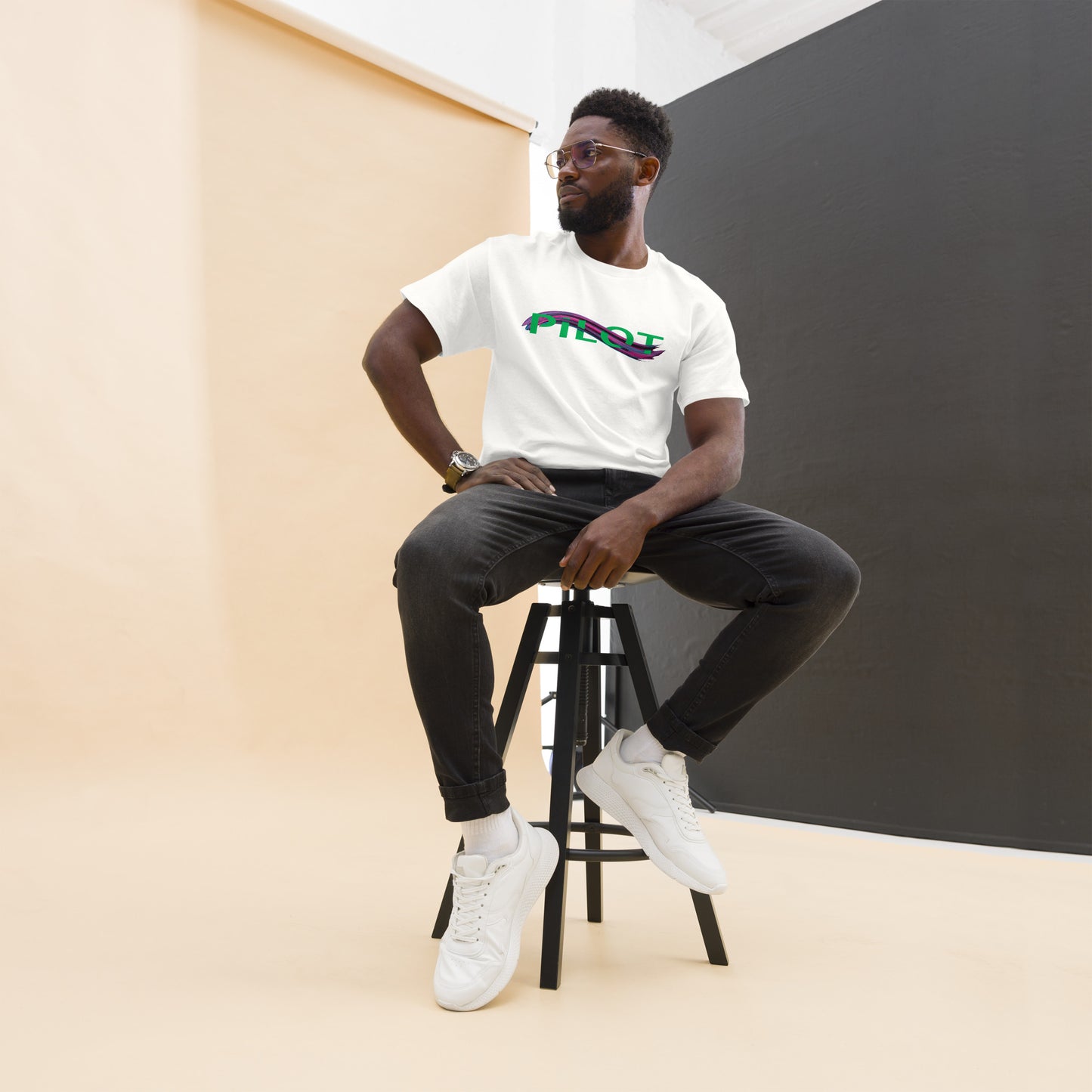 Pilot men's heavyweight tee (green/purple)