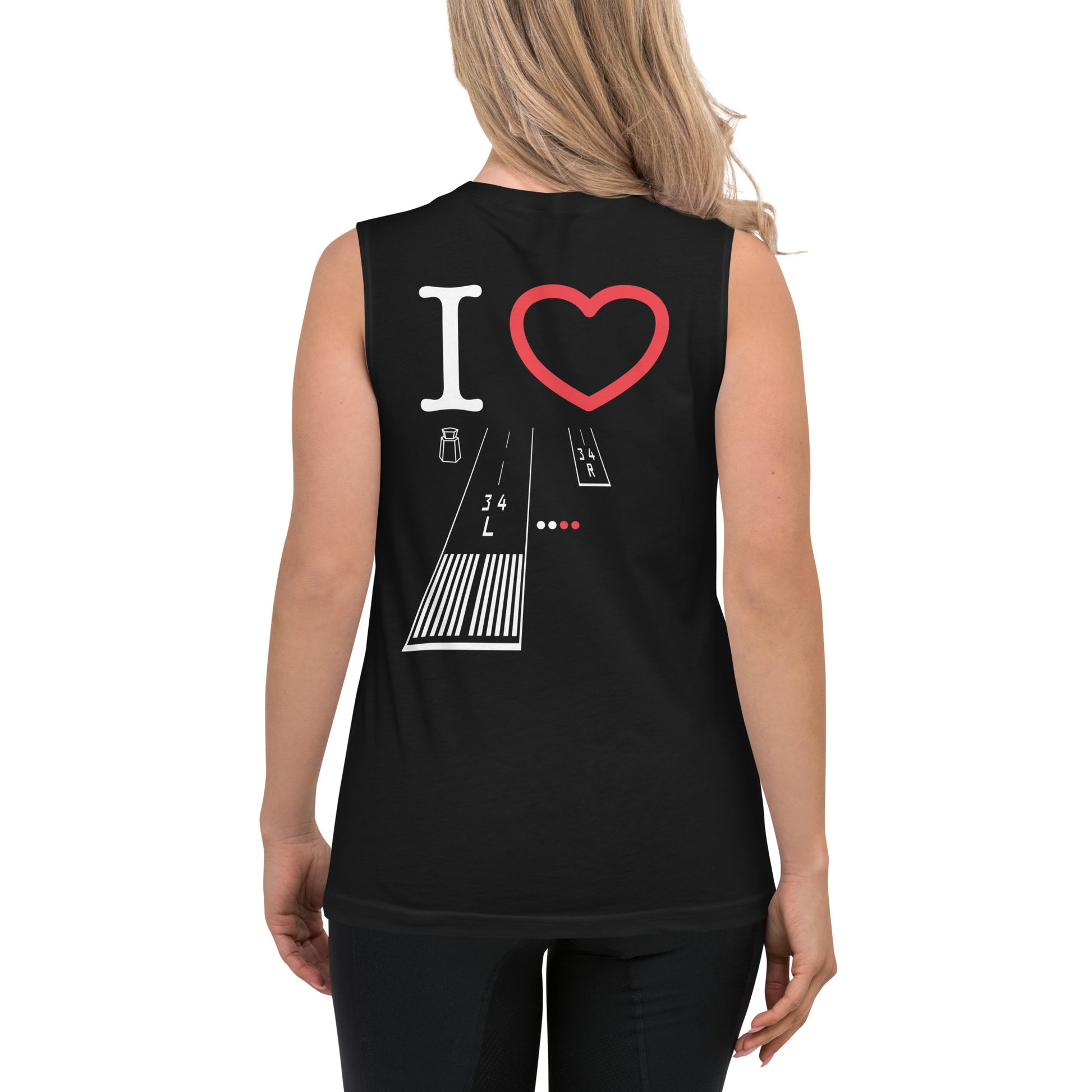 Van Nuys Airport Runways 16L - 16R / 34L - 34R Muscle Shirt (black)