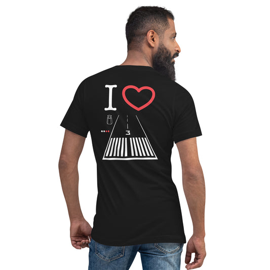 Santa Monica Airport Runway 21 / 3 short sleeve unisex v-neck T-shirt (black)