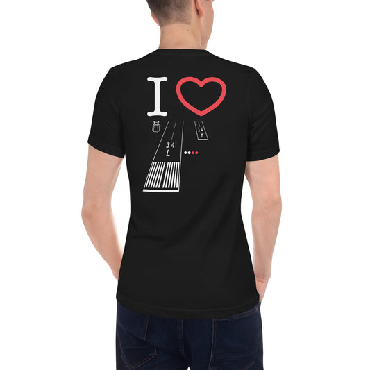 Van Nuys Airport Runways 16L / 16R - 34L / 34R short-sleeve unisex v-neck T-shirt (black)