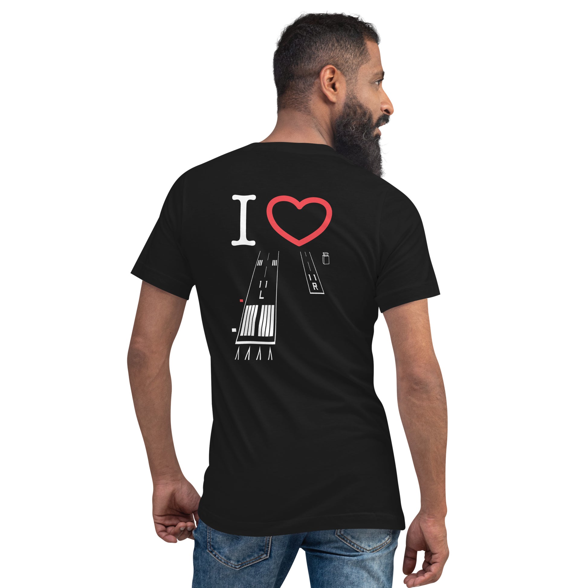 Torrance Airport Runways 29L / 29R - 11L / 11R short-sleeve unisex v-neck T-shirt (black)