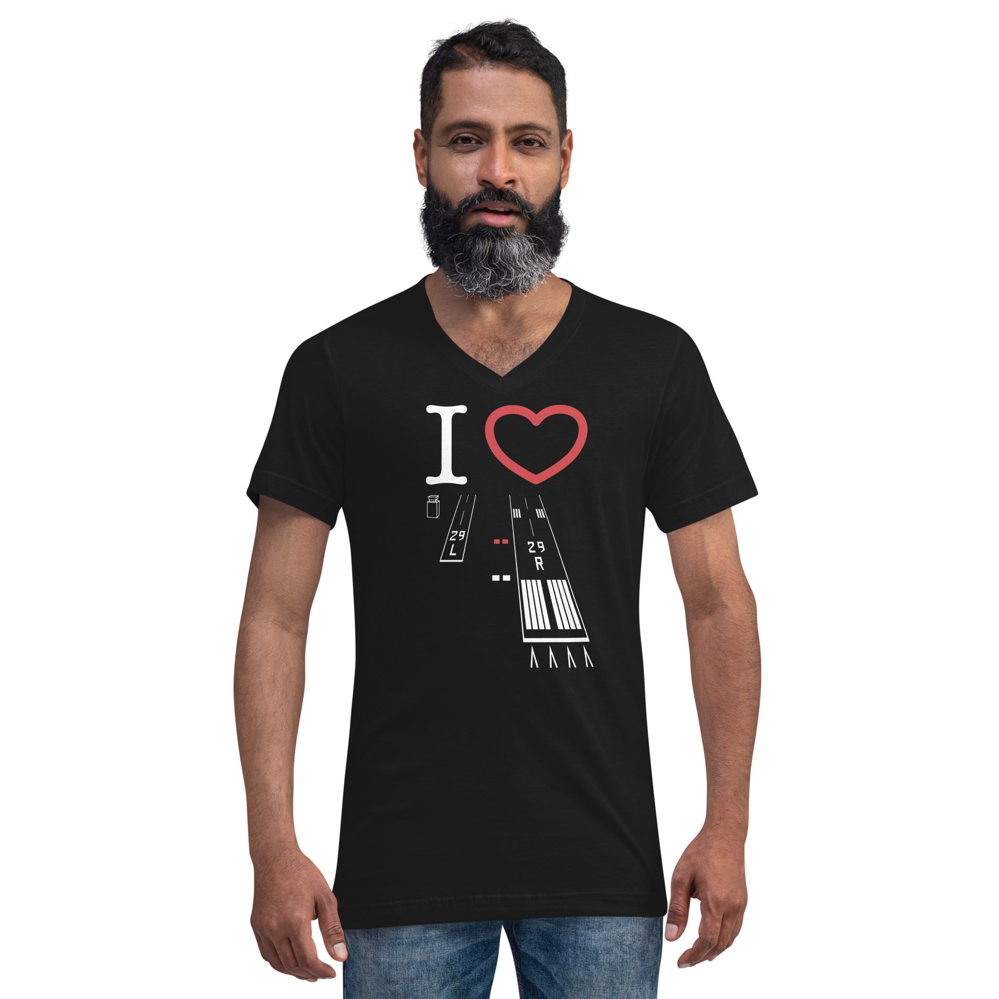 Torrance Airport Runways 29L / 29R - 11L / 11R short-sleeve unisex v-neck T-shirt (black)