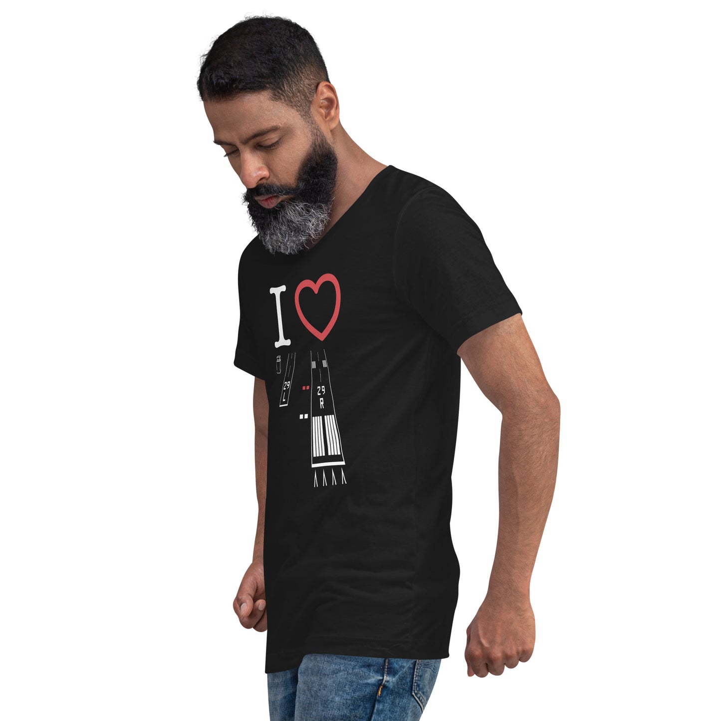 Torrance Airport Runways 29L / 29R - 11L / 11R short-sleeve unisex v-neck T-shirt (black)