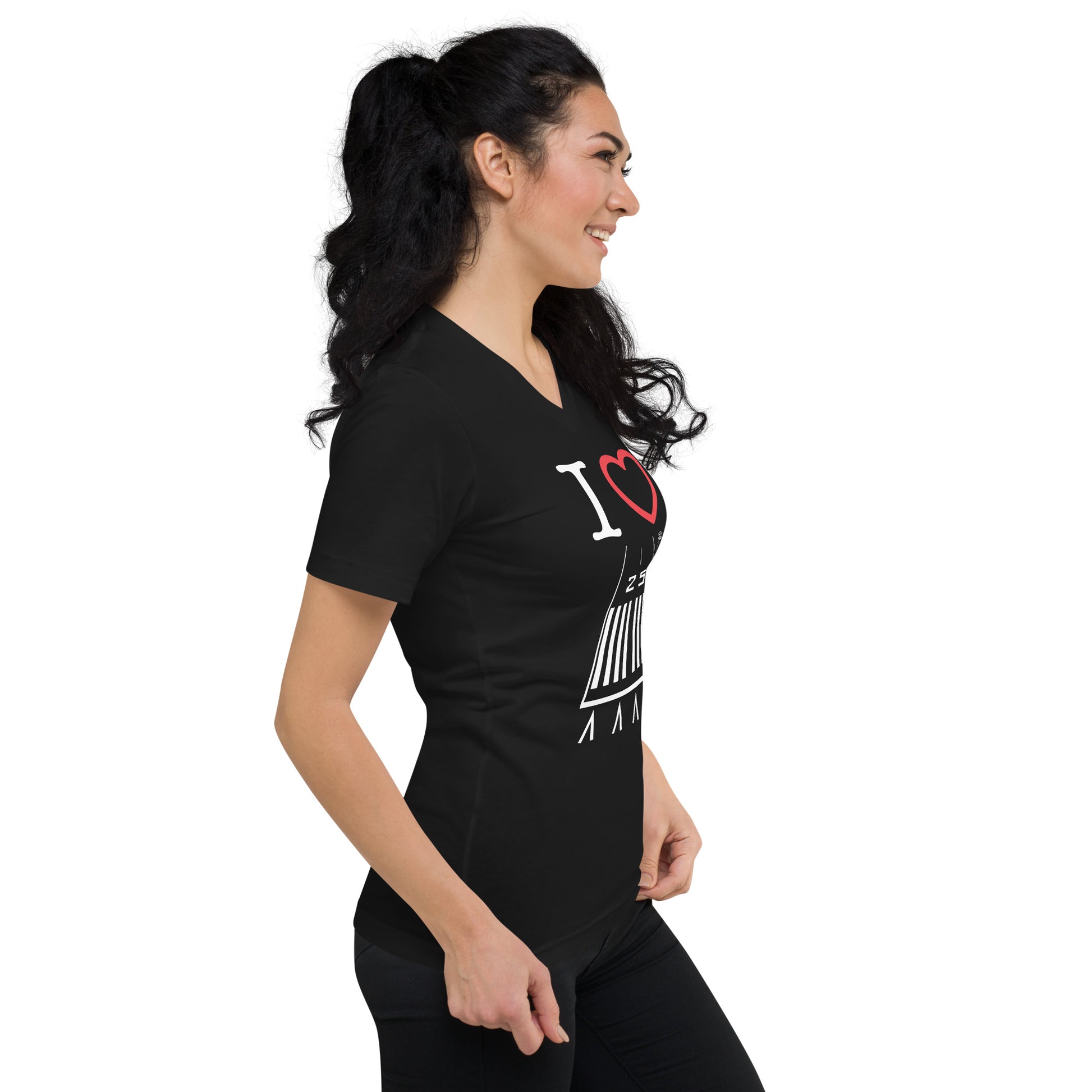 Hawthorne Airport Runway 25 short sleeve unisex v-neck T-shirt (black)