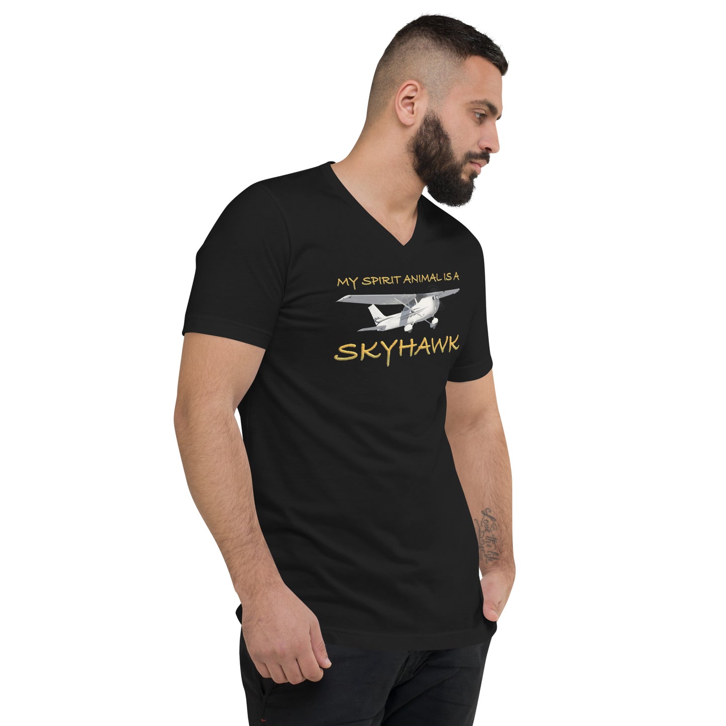 My Spirit Animal is a Skyhawk short sleeve unisex v-neck T-shirt (yellow)