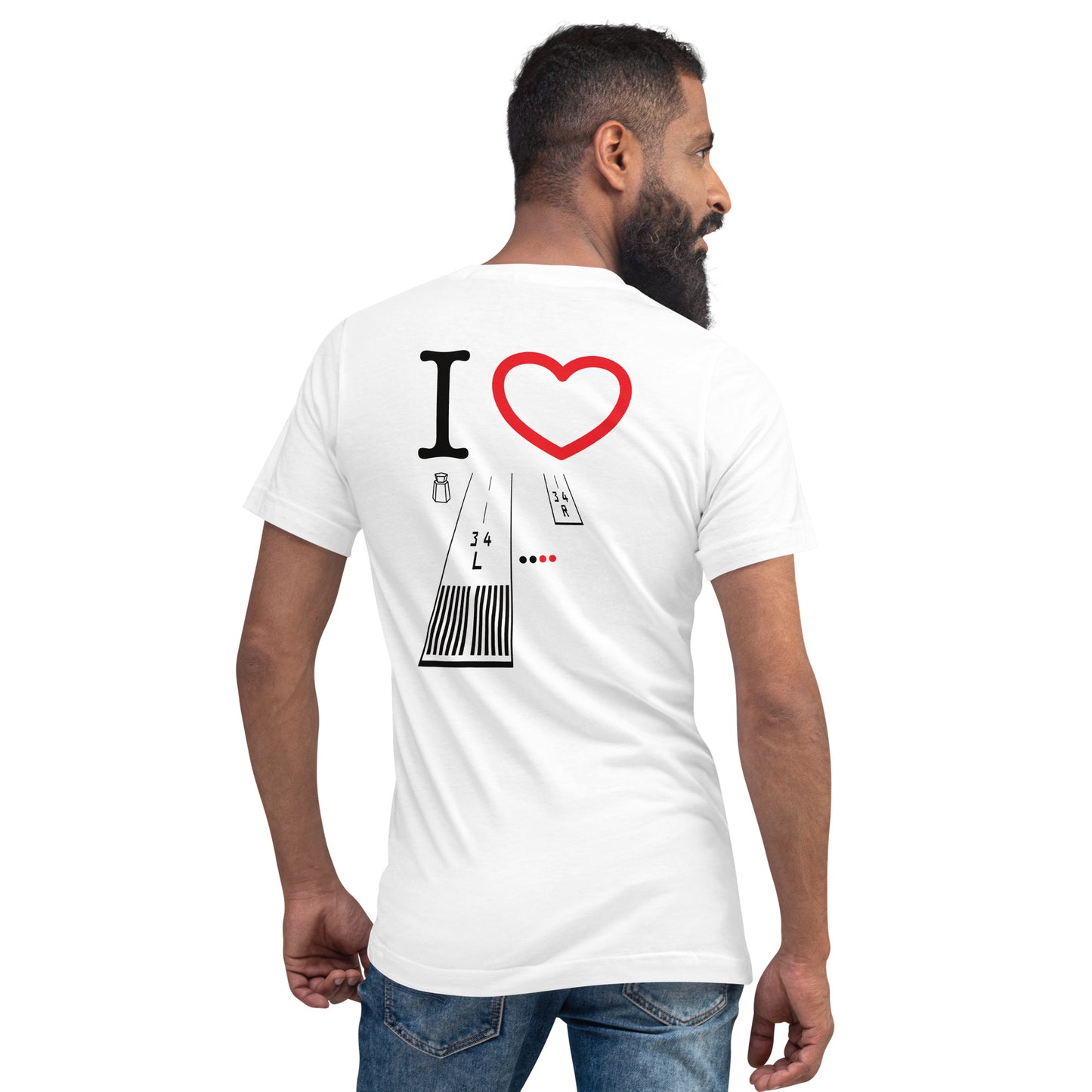 Van Nuys Airport Runways 16L / 16R - 34L / 34R short-sleeve unisex v-neck T-shirt (white)