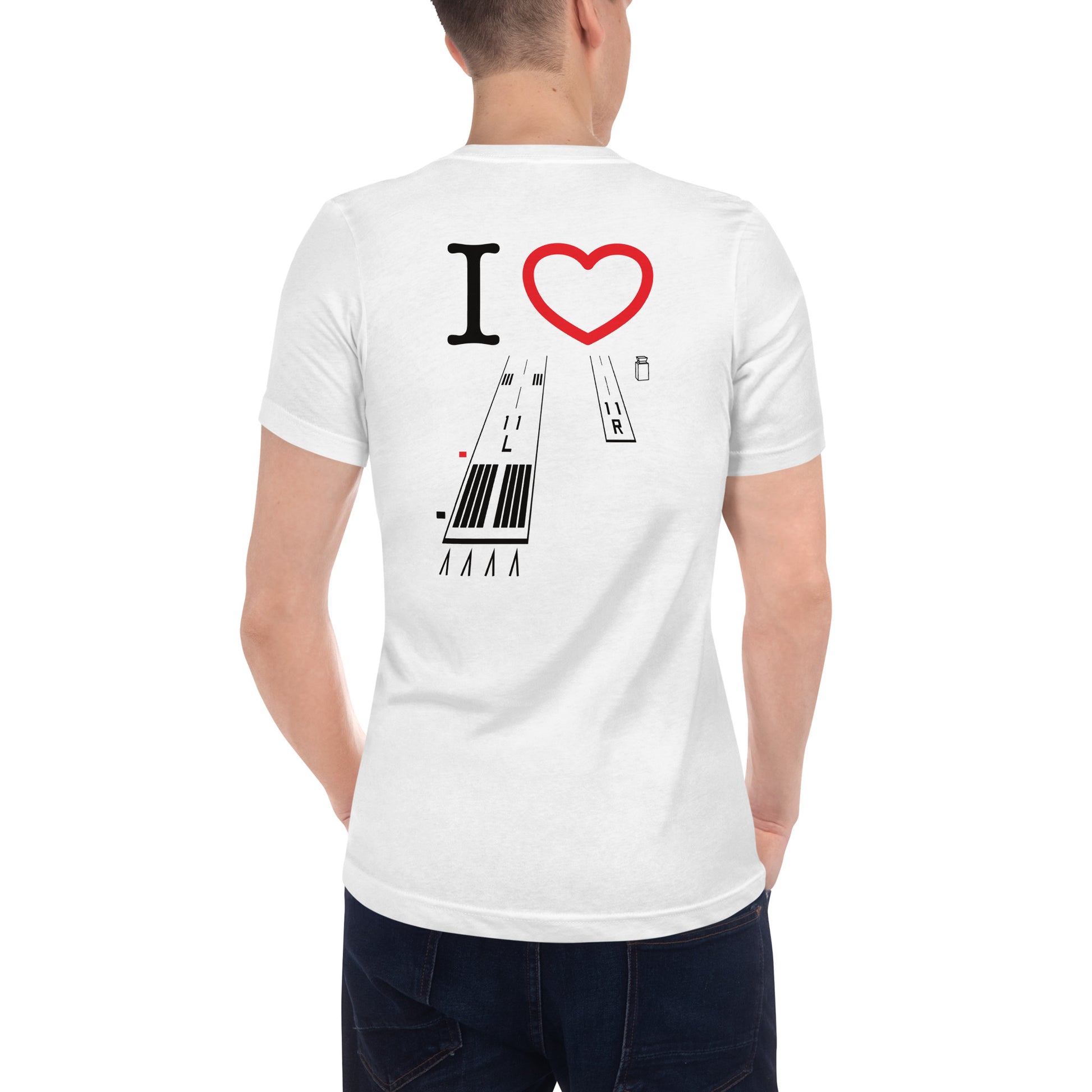Torrance Airport Runways 29L / 29R - 11L / 11R short-sleeve unisex v-neck T-shirt (white)