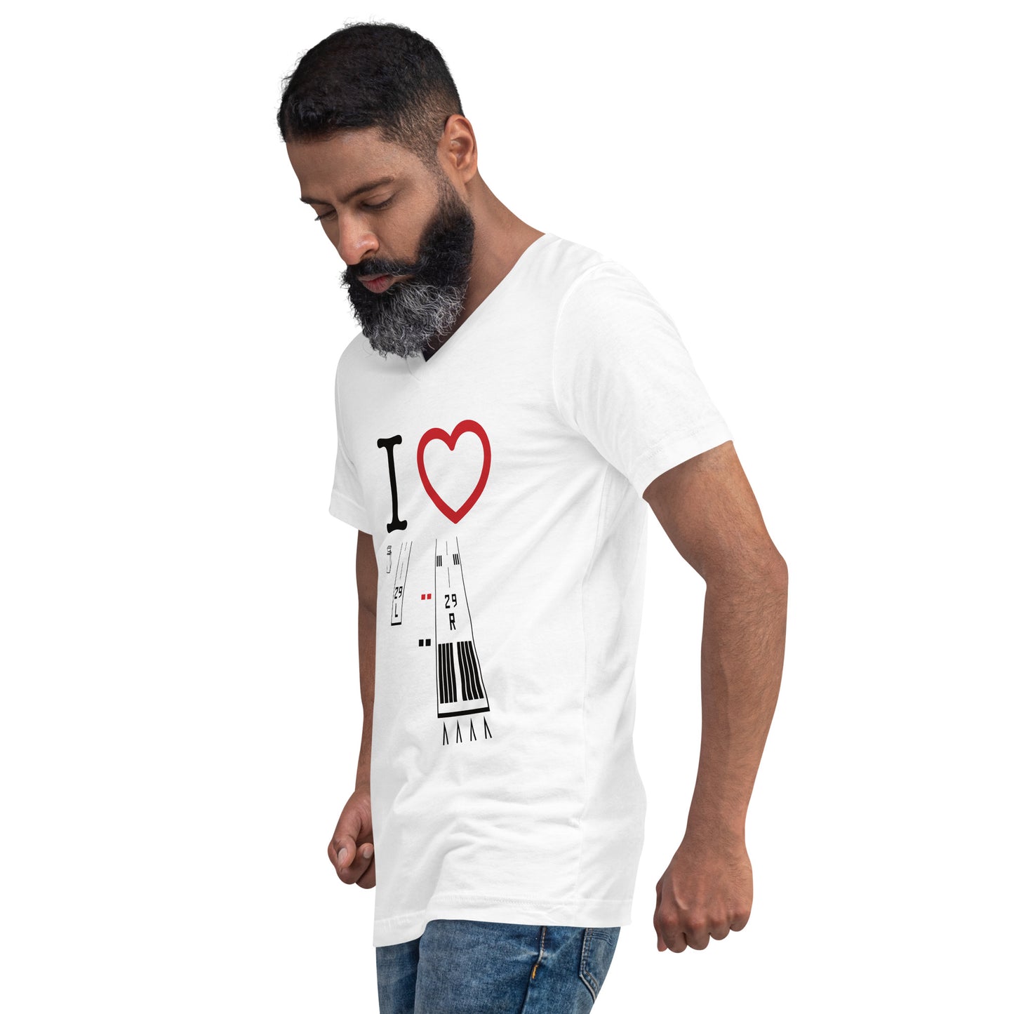 Torrance Airport Runways 29L and 29R short sleeve unisex v-neck T-shirt (white)