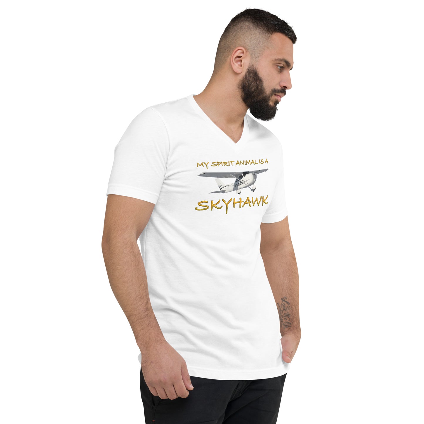 My Spirit Animal is a Skyhawk short sleeve unisex v-neck T-shirt (yellow)