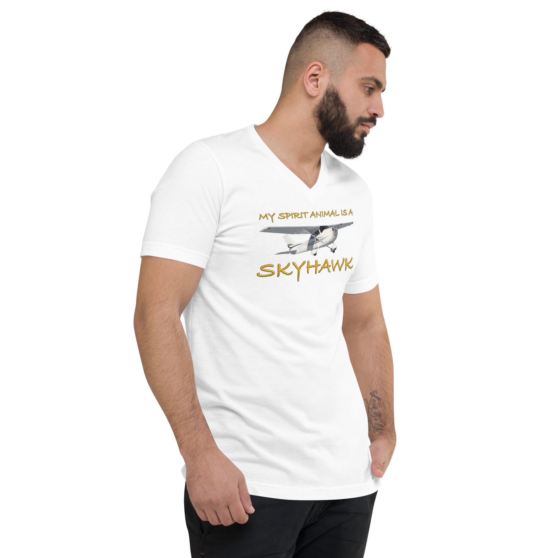 My Spirit Animal is a Skyhawk short sleeve unisex v-neck T-shirt (yellow)