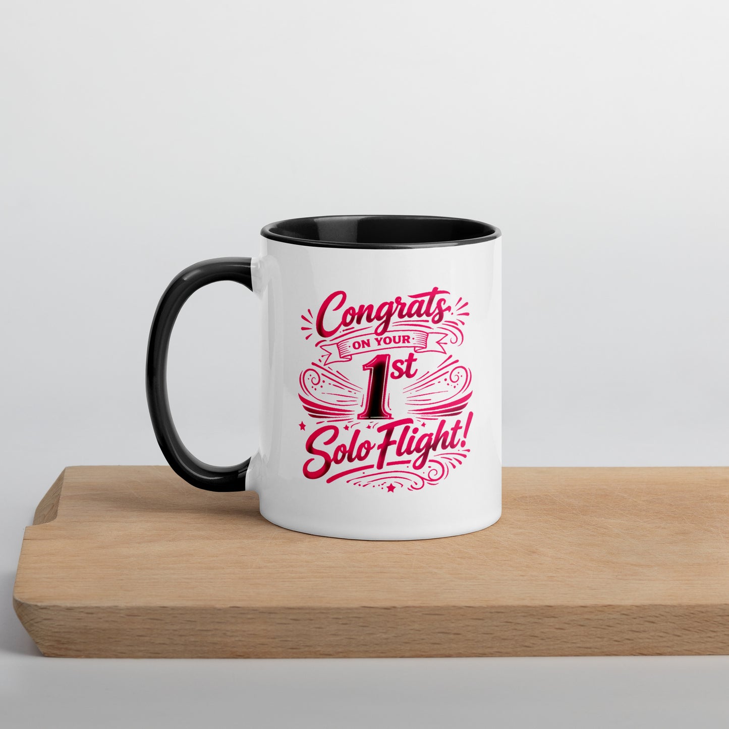 Congrats on your 1st Solo Flight! (v3. pink) 11 oz. mug with color inside