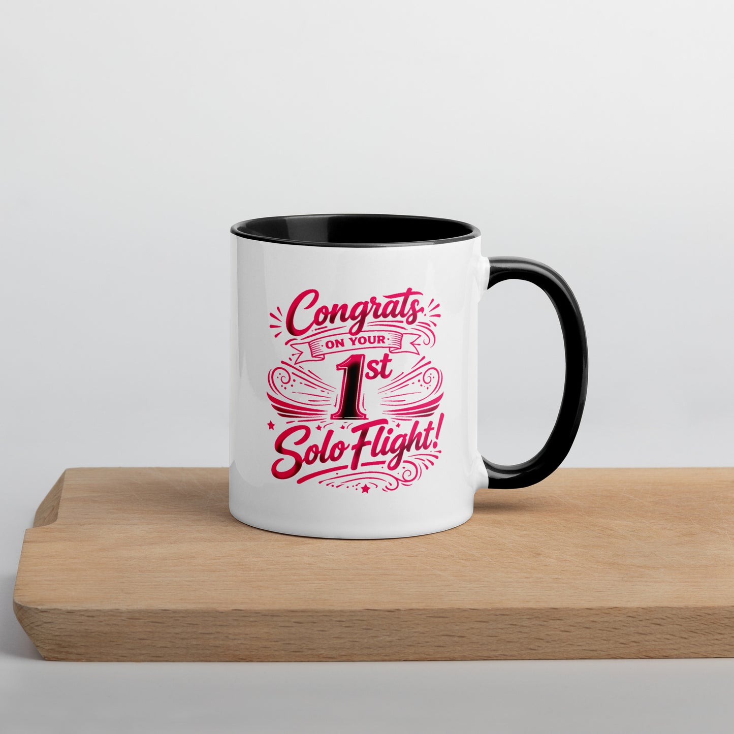 Congrats on your 1st Solo Flight! (v3. pink) 11 oz. mug with color inside