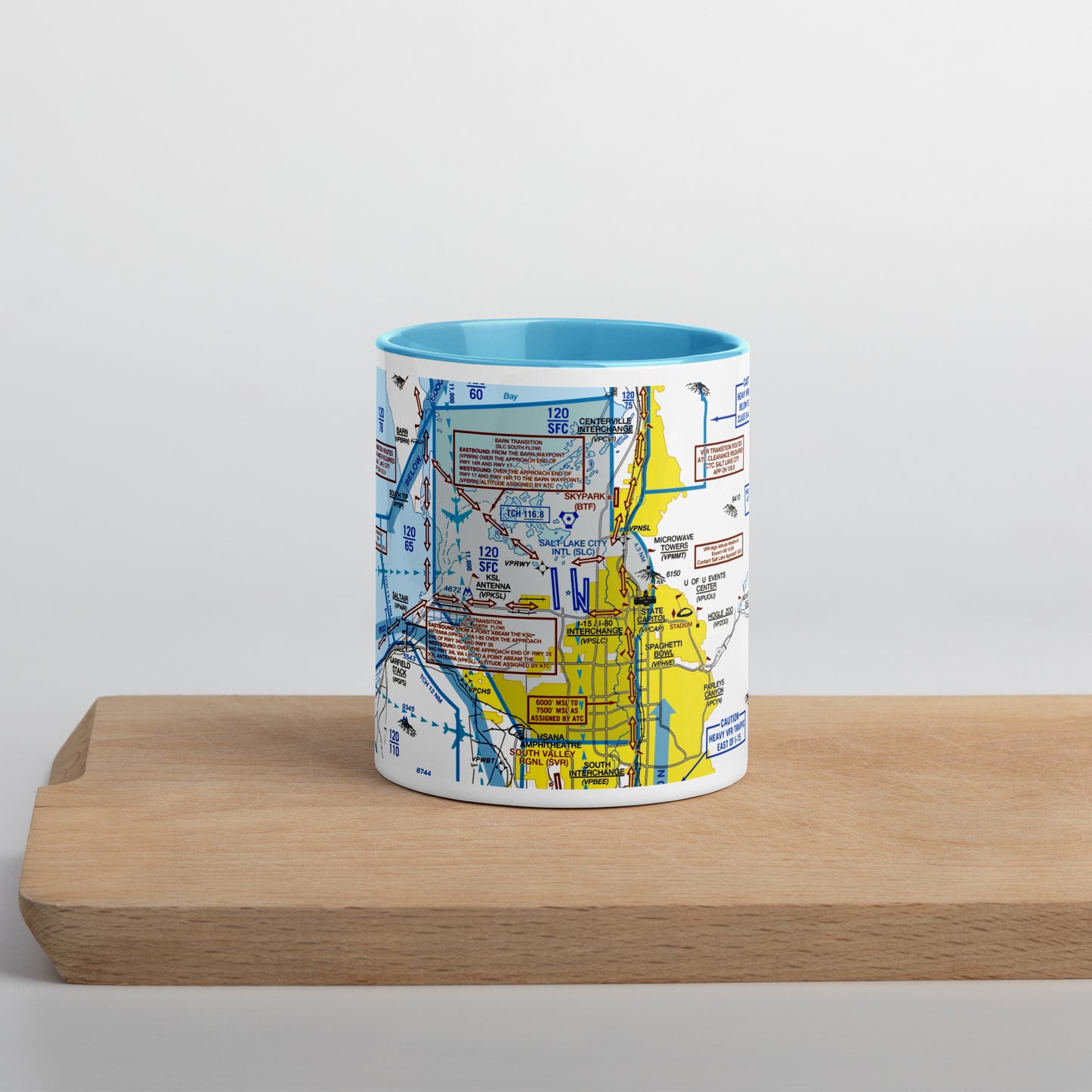 Salt Lake City Flyway Chart mug with color inside