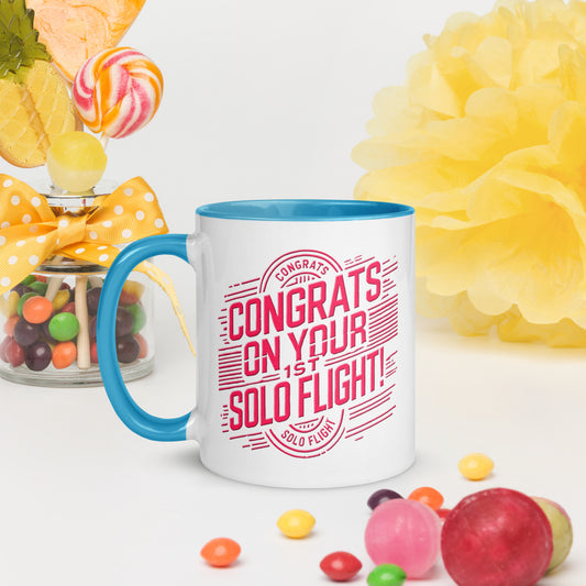 Congrats on your 1st Solo Flight! (v2. pink) 11 oz. mug with color inside