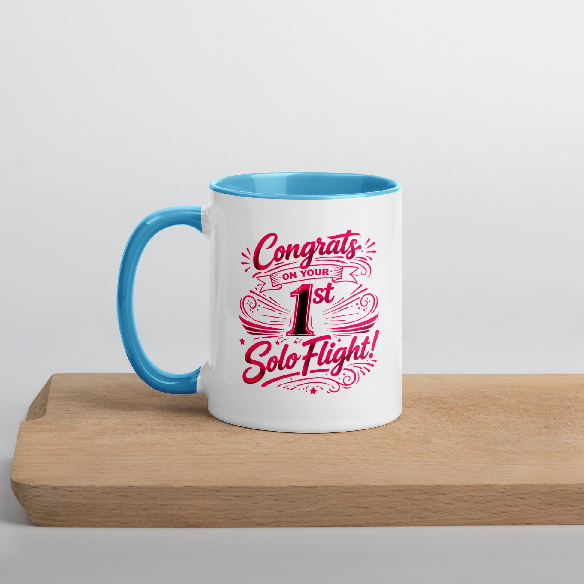Congrats on your 1st Solo Flight! (v3. pink) 11 oz. mug with color inside