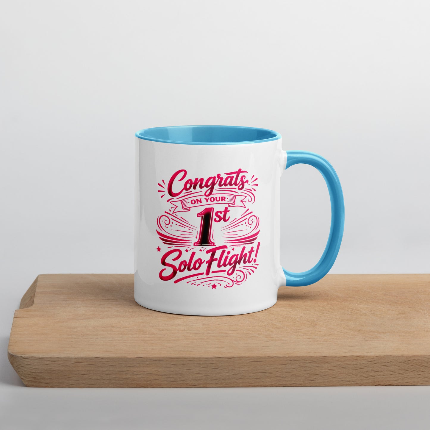 Congrats on your 1st Solo Flight! (v3. pink) 11 oz. mug with color inside