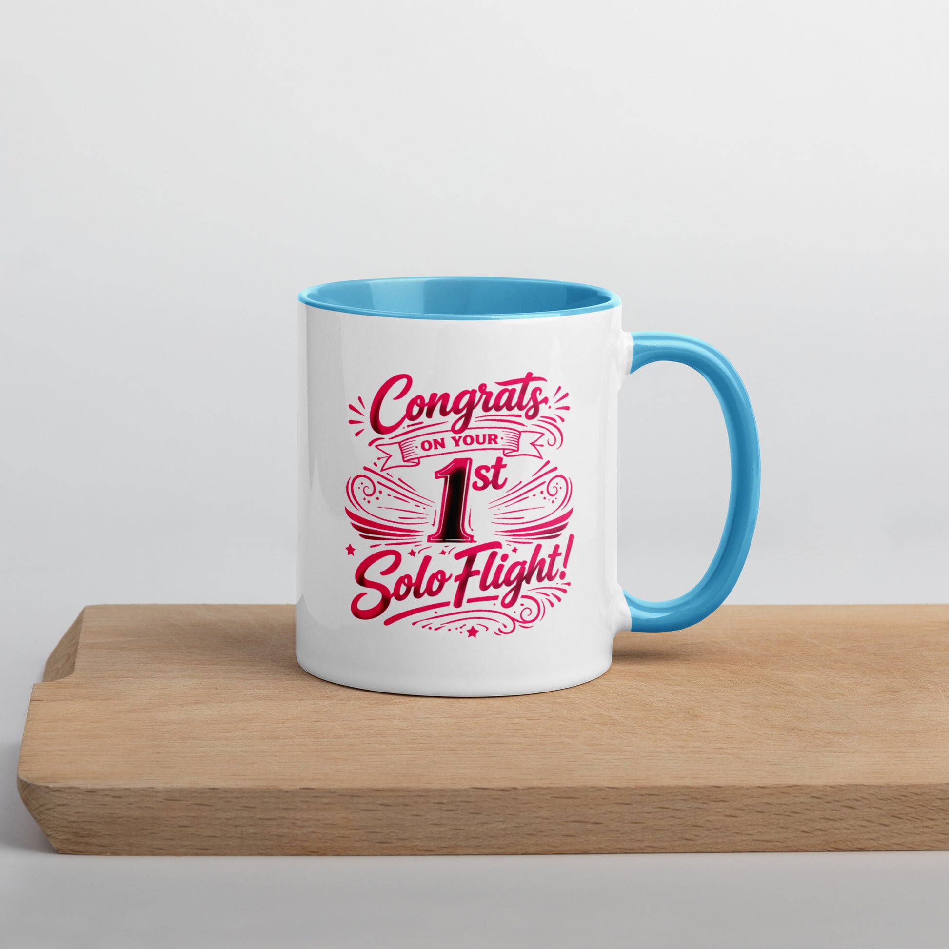 Congrats on your 1st Solo Flight! (v3. pink) 11 oz. mug with color inside