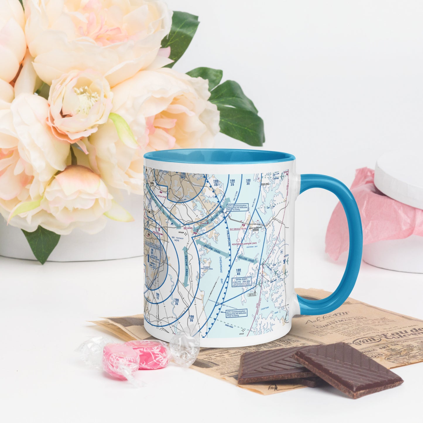 Baltimore-Washington Flyway Chart 11 oz. mug with color inside