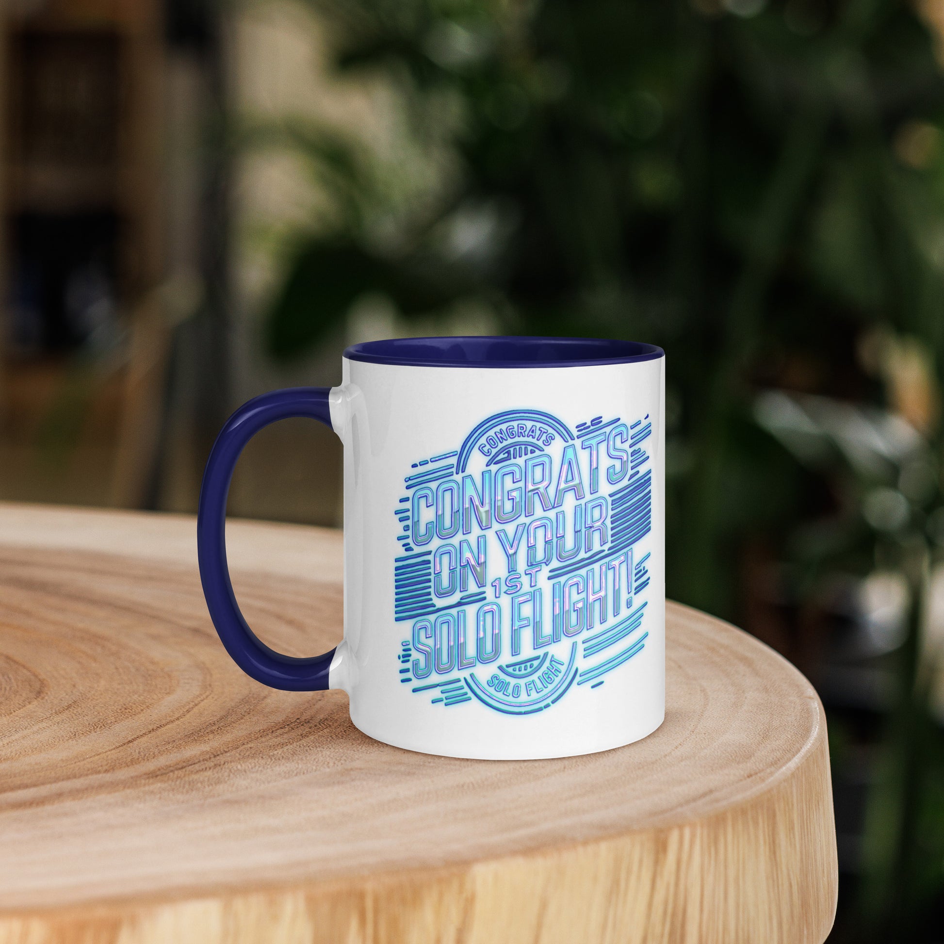 Congrats on your 1st Solo Flight! (v2. light blue) 11 oz. mug with color inside