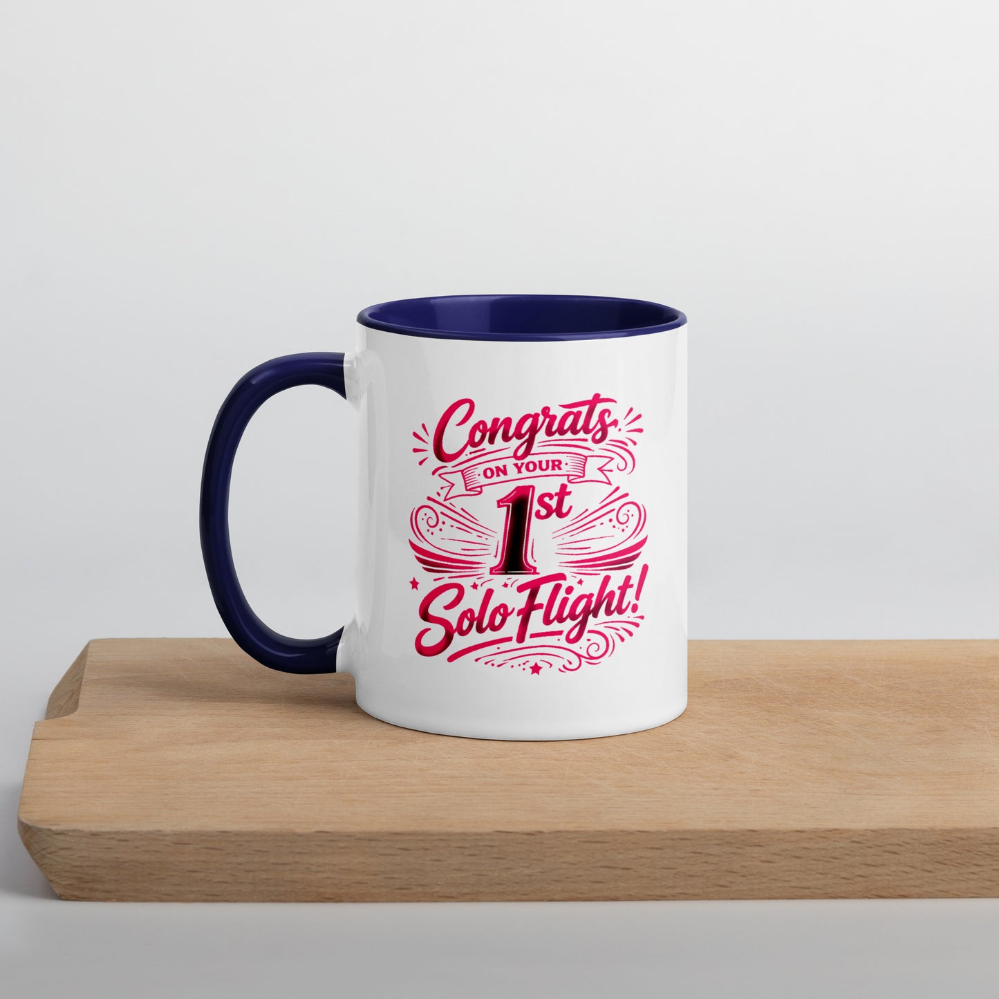 Congrats on your 1st Solo Flight! (v3. pink) 11 oz. mug with color inside