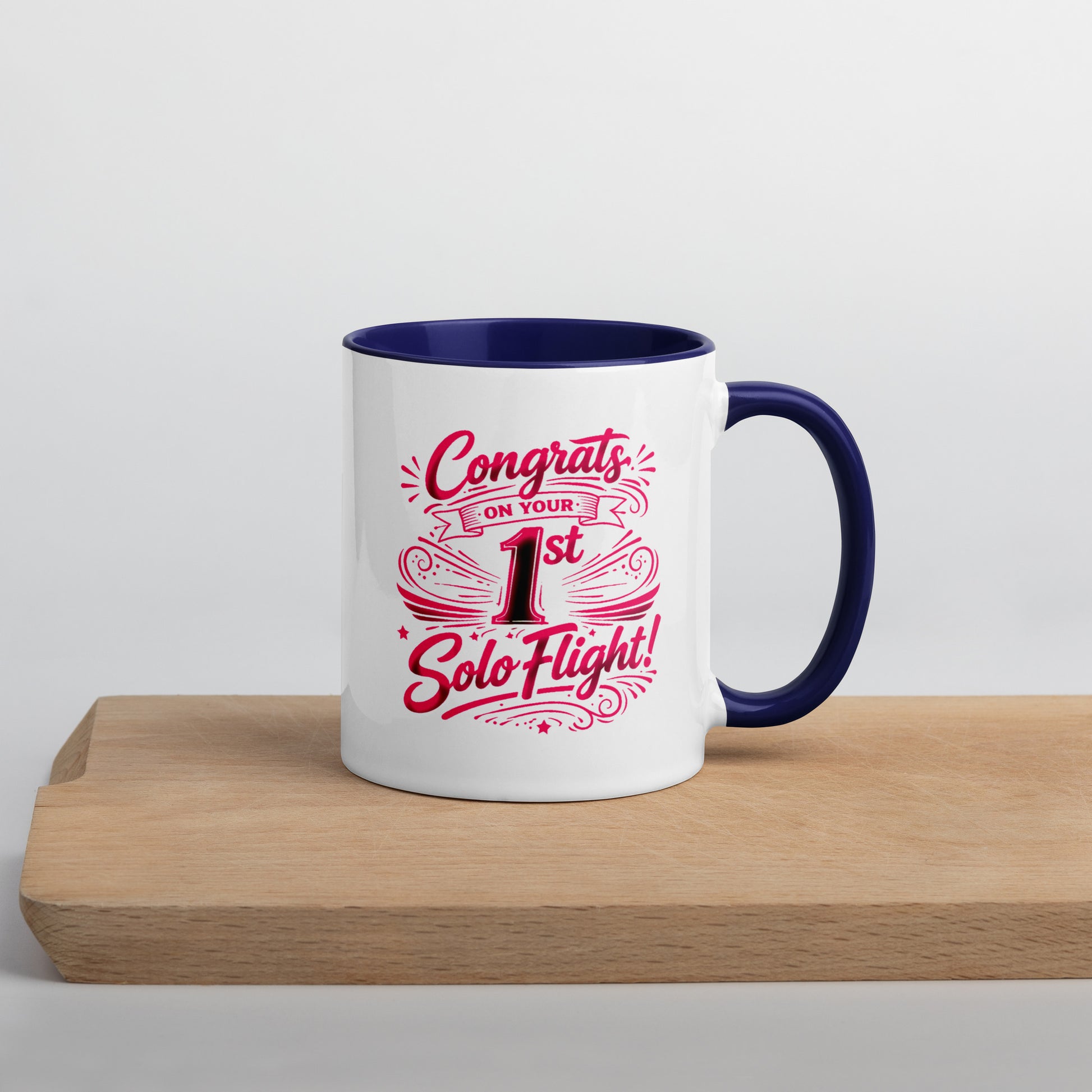 Congrats on your 1st Solo Flight! (v3. pink) 11 oz. mug with color inside