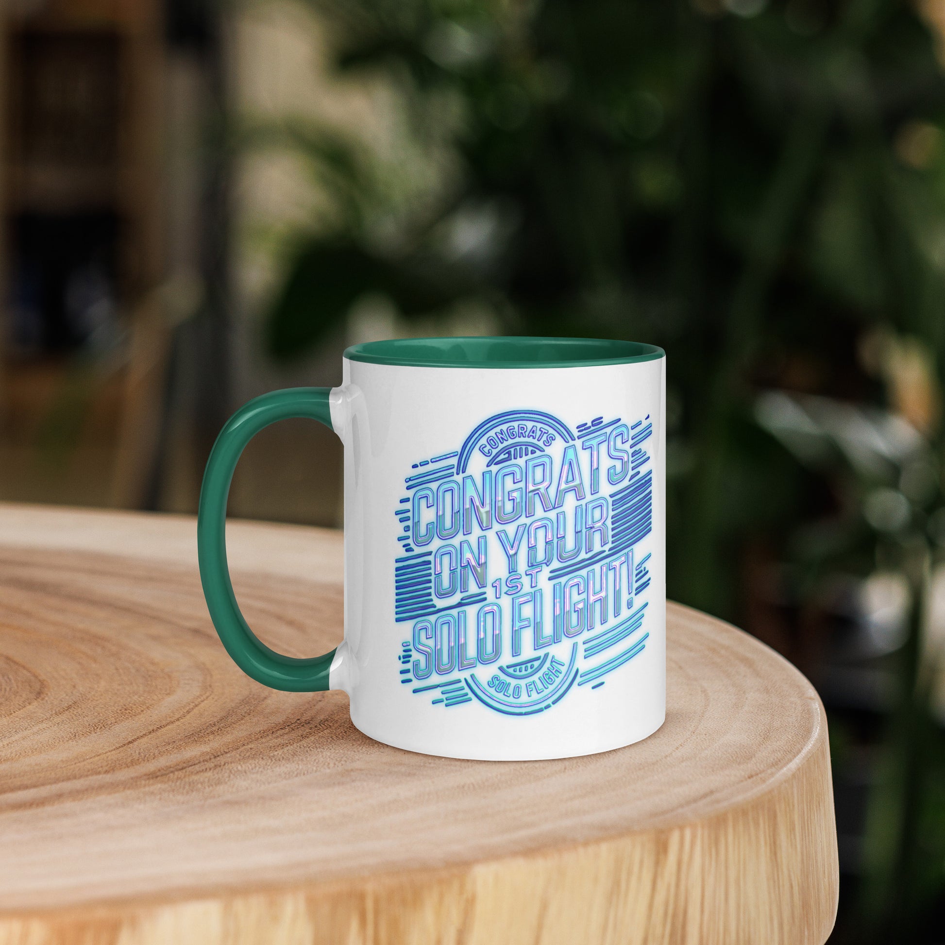 Congrats on your 1st Solo Flight! (v2. light blue) 11 oz. mug with color inside