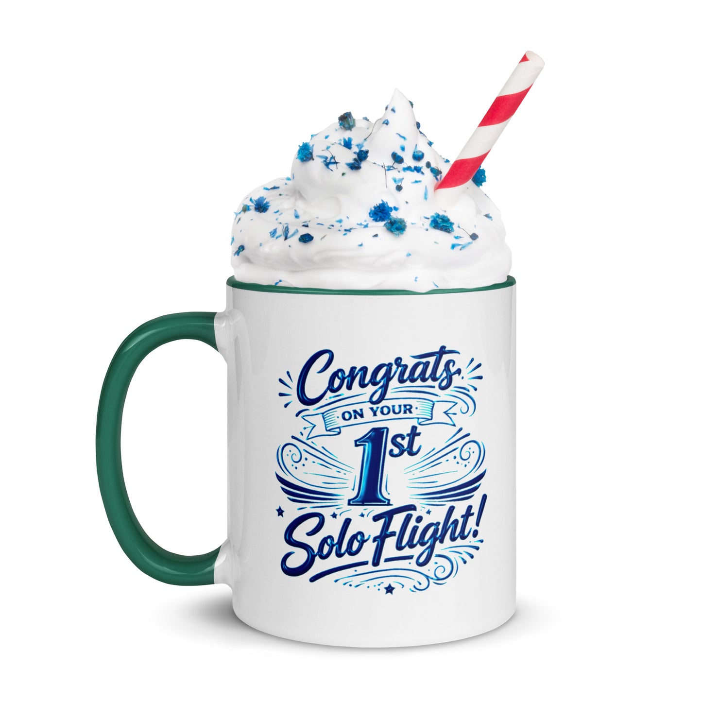 Congrats on your 1st Solo Flight! (v3. blue) 11 oz. mug with color inside
