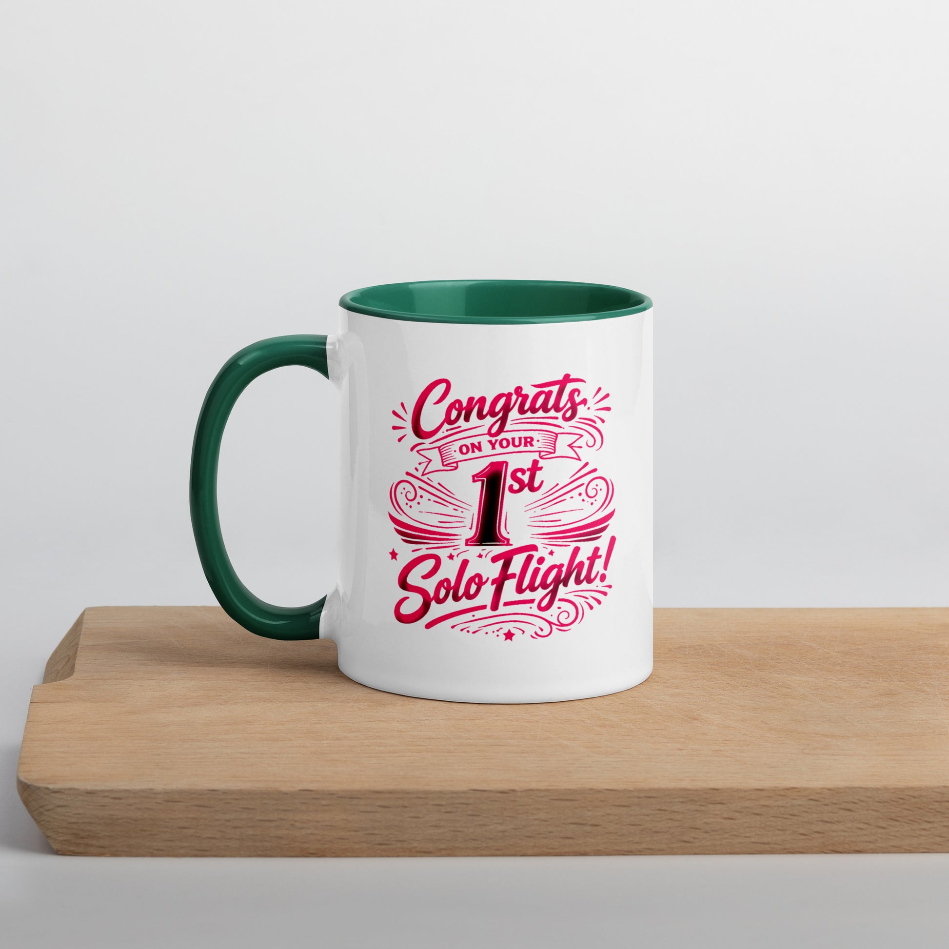 Congrats on your 1st Solo Flight! (v3. pink) 11 oz. mug with color inside