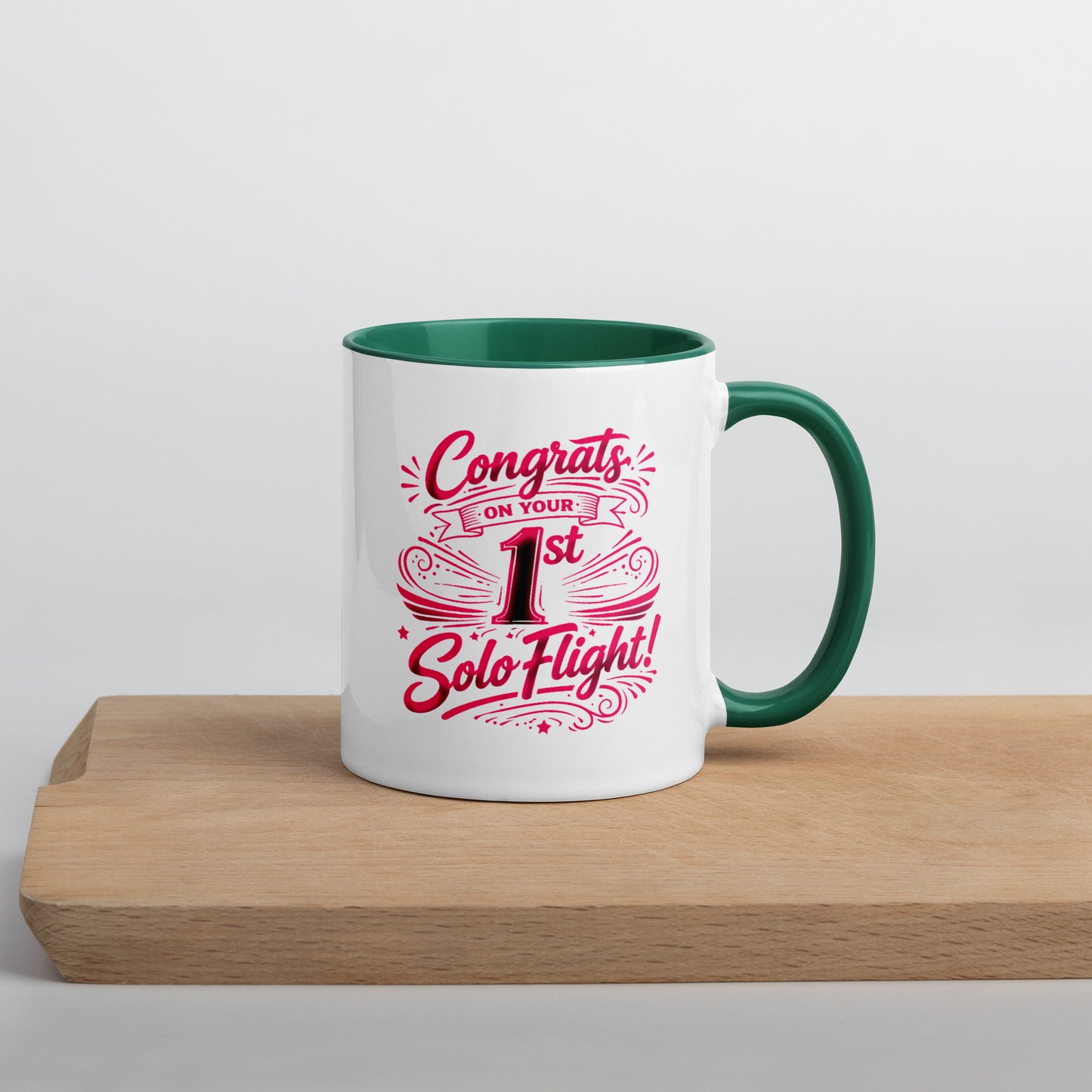 Congrats on your 1st Solo Flight! (v3. pink) 11 oz. mug with color inside