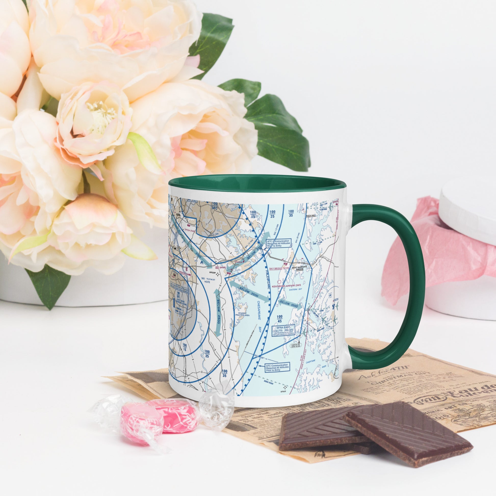 Baltimore-Washington Flyway Chart 11 oz. mug with color inside