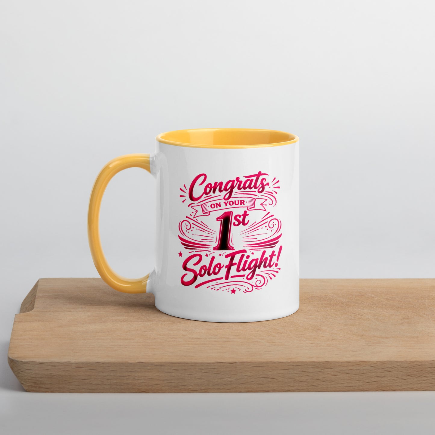 Congrats on your 1st Solo Flight! (v3. pink) 11 oz. mug with color inside