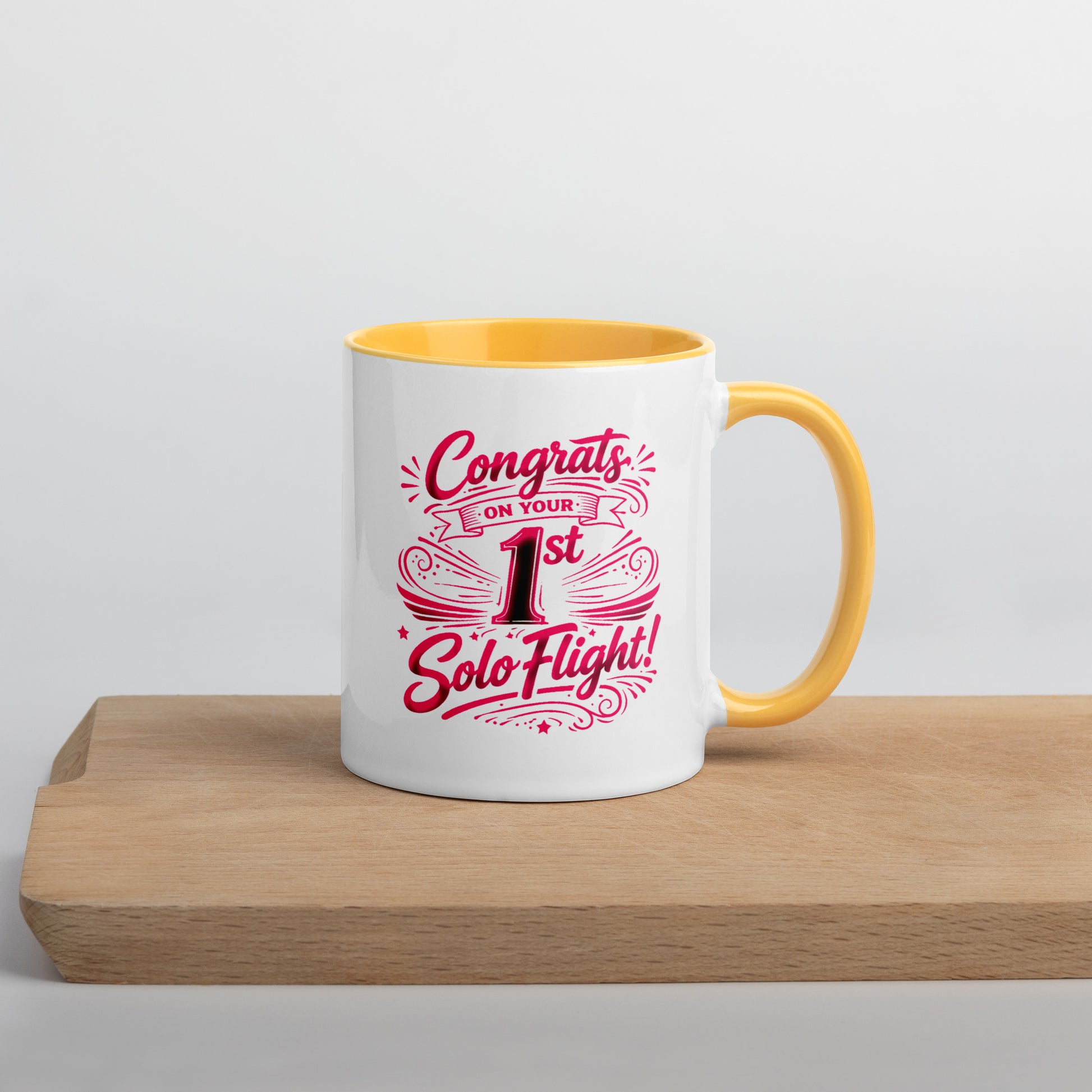 Congrats on your 1st Solo Flight! (v3. pink) 11 oz. mug with color inside