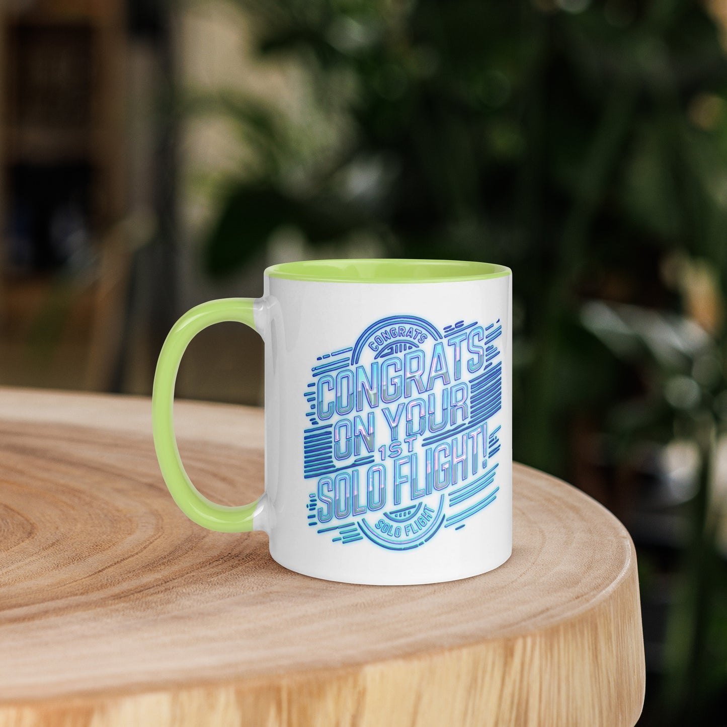 Congrats on your 1st Solo Flight! (v2. light blue) 11 oz. mug with color inside