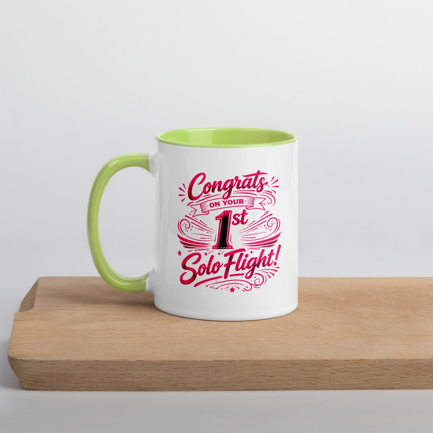 Congrats on your 1st Solo Flight! (v3. pink) 11 oz. mug with color inside