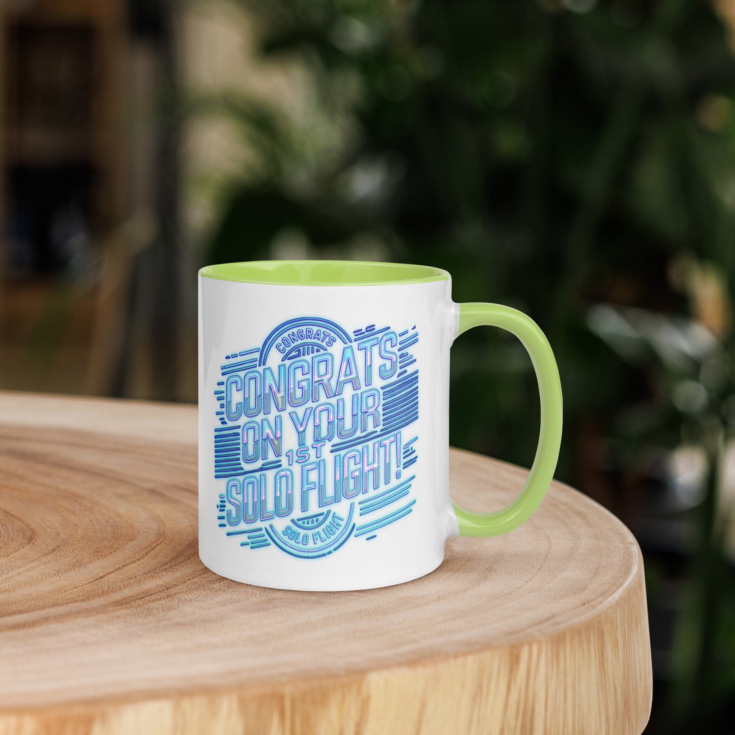 Congrats on your 1st Solo Flight! (v2. light blue) 11 oz. mug with color inside