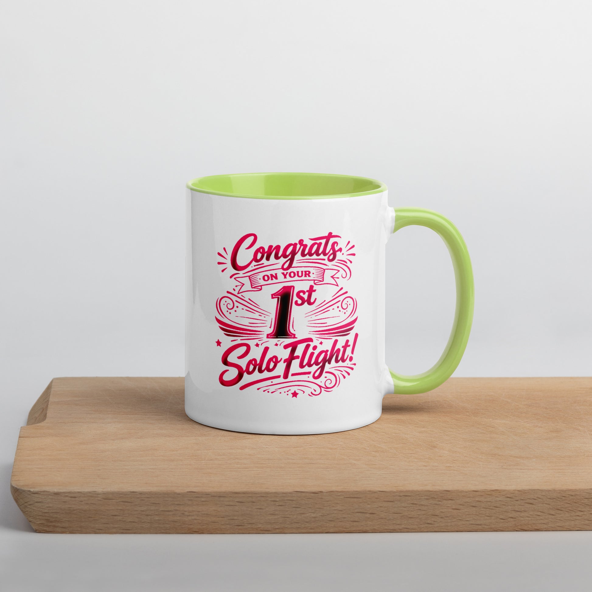 Congrats on your 1st Solo Flight! (v3. pink) 11 oz. mug with color inside