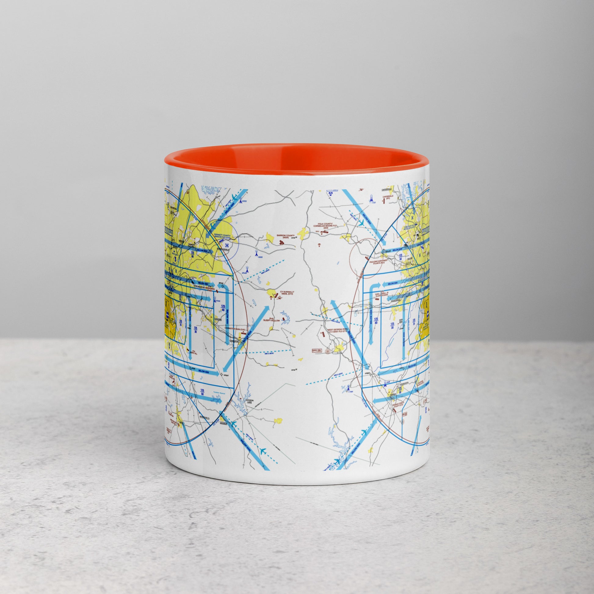 Atlanta Flyway Chart mug with color inside