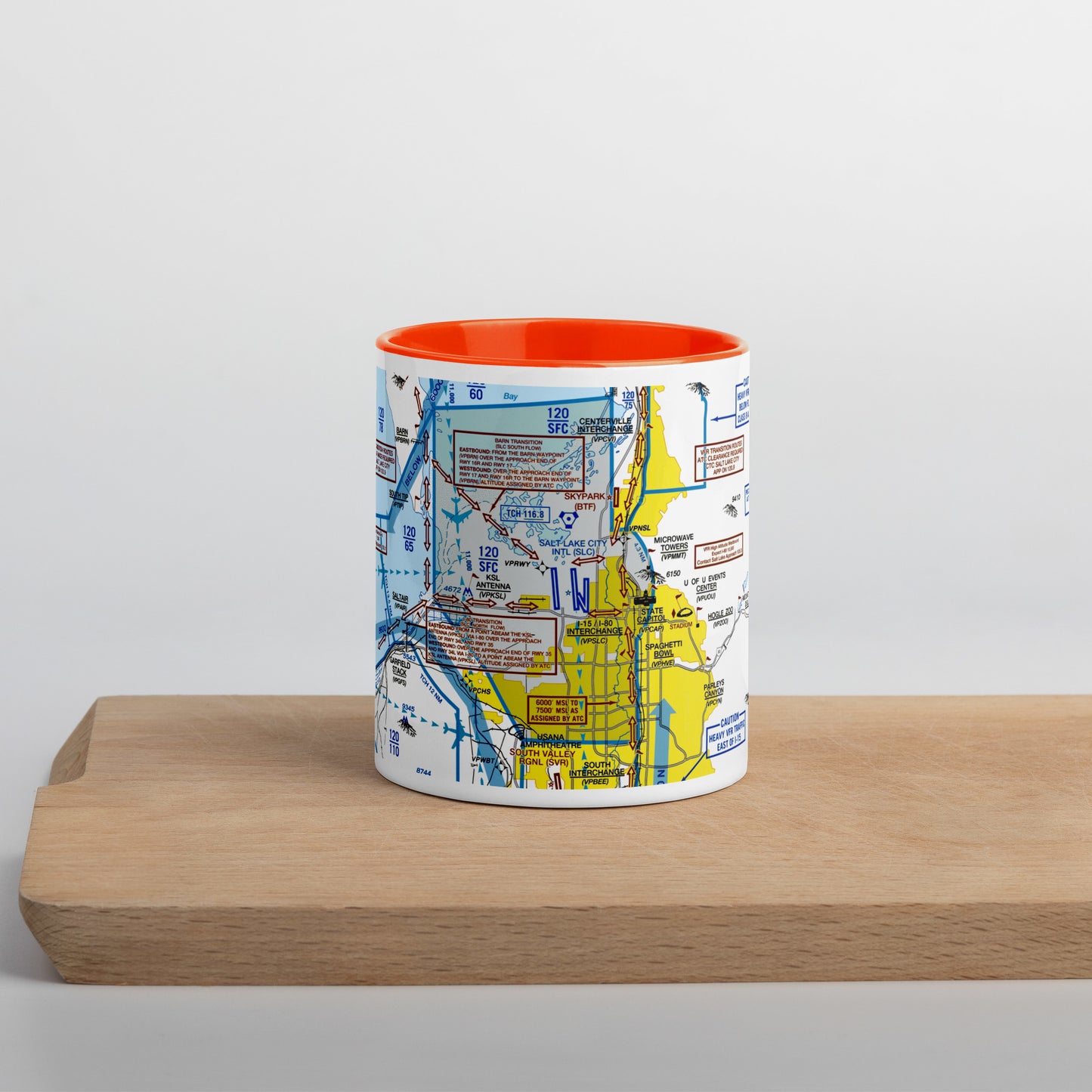 Salt Lake City Flyway Chart mug with color inside