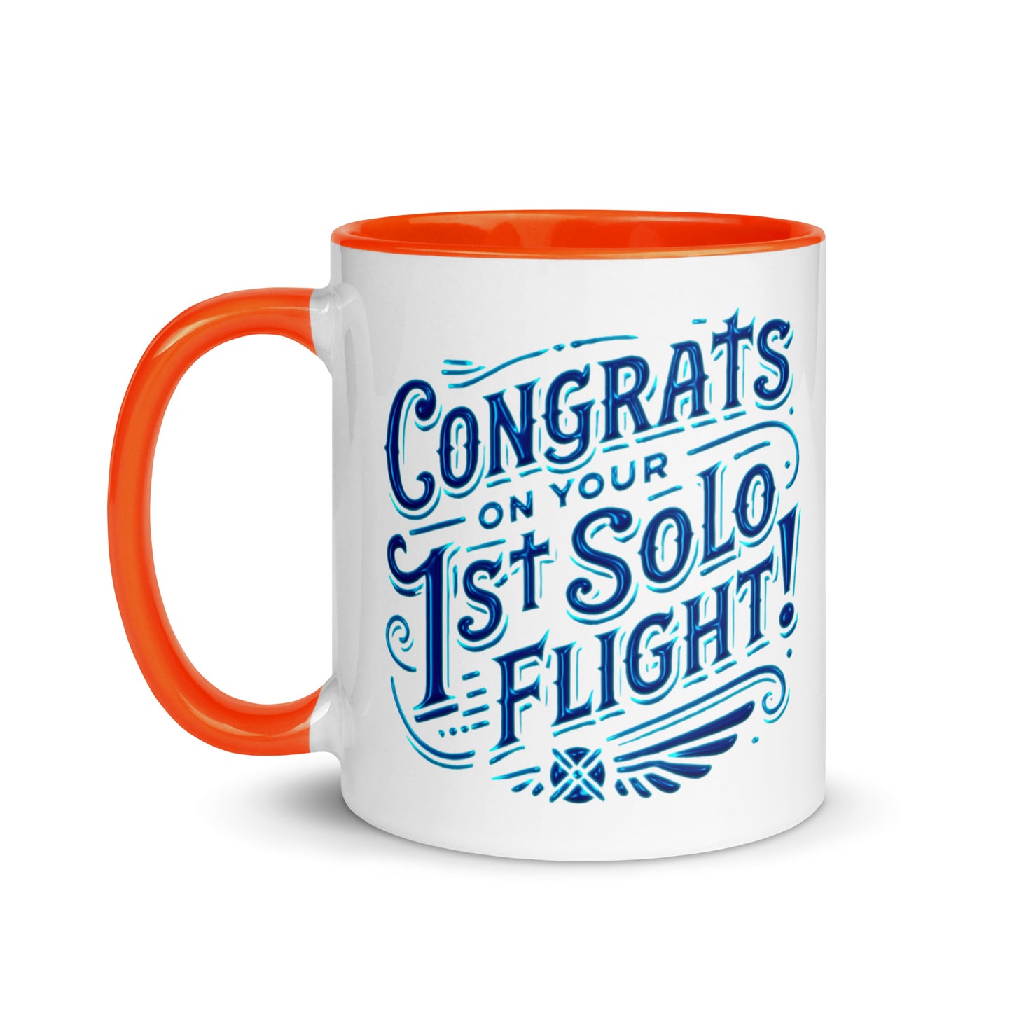 Congrats on your 1st Solo Flight! (blue) mug with color inside