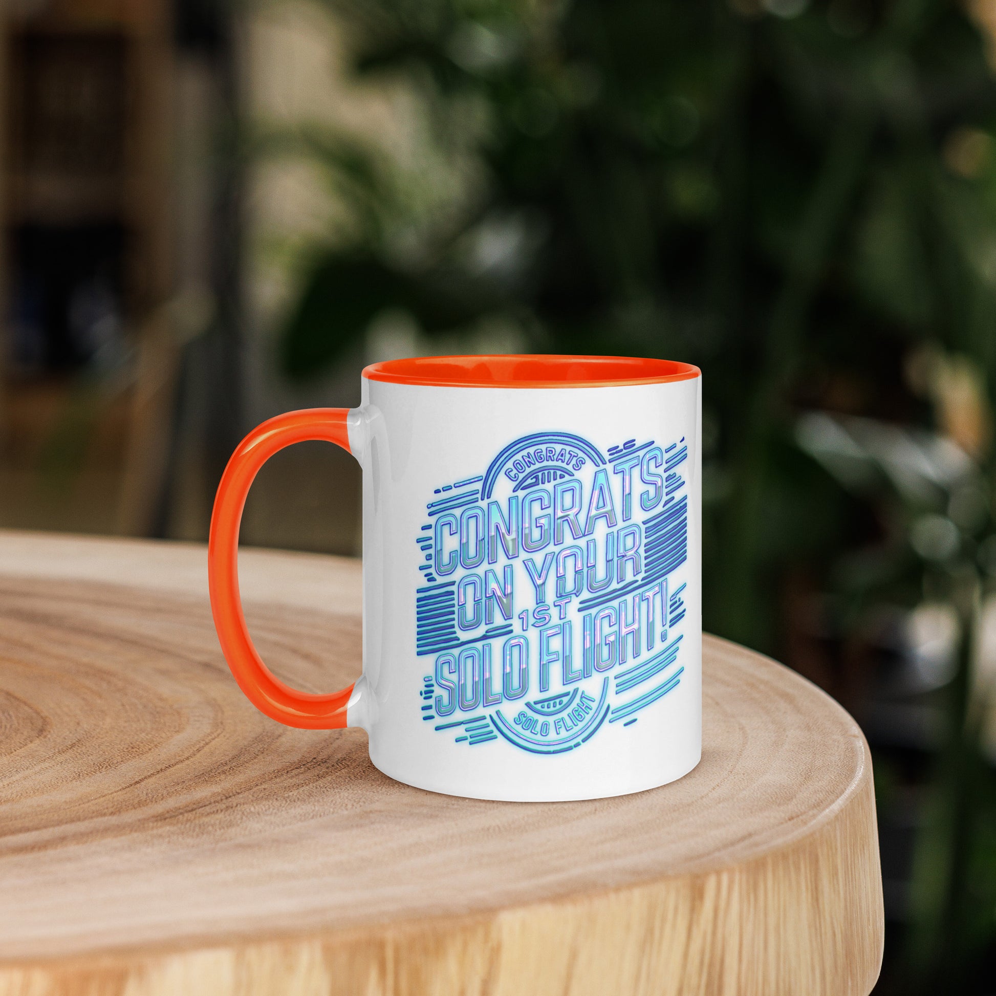 Congrats on your 1st Solo Flight! (v2. light blue) 11 oz. mug with color inside