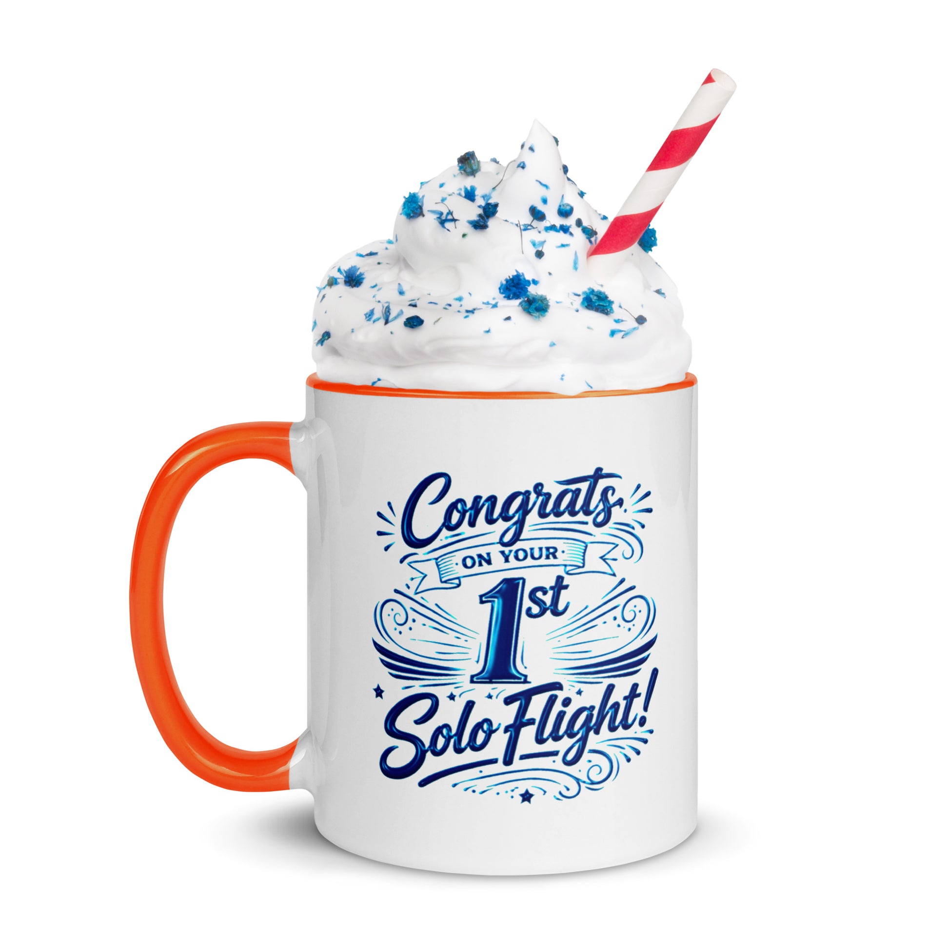 Congrats on your 1st Solo Flight! (v3. blue) 11 oz. mug with color inside