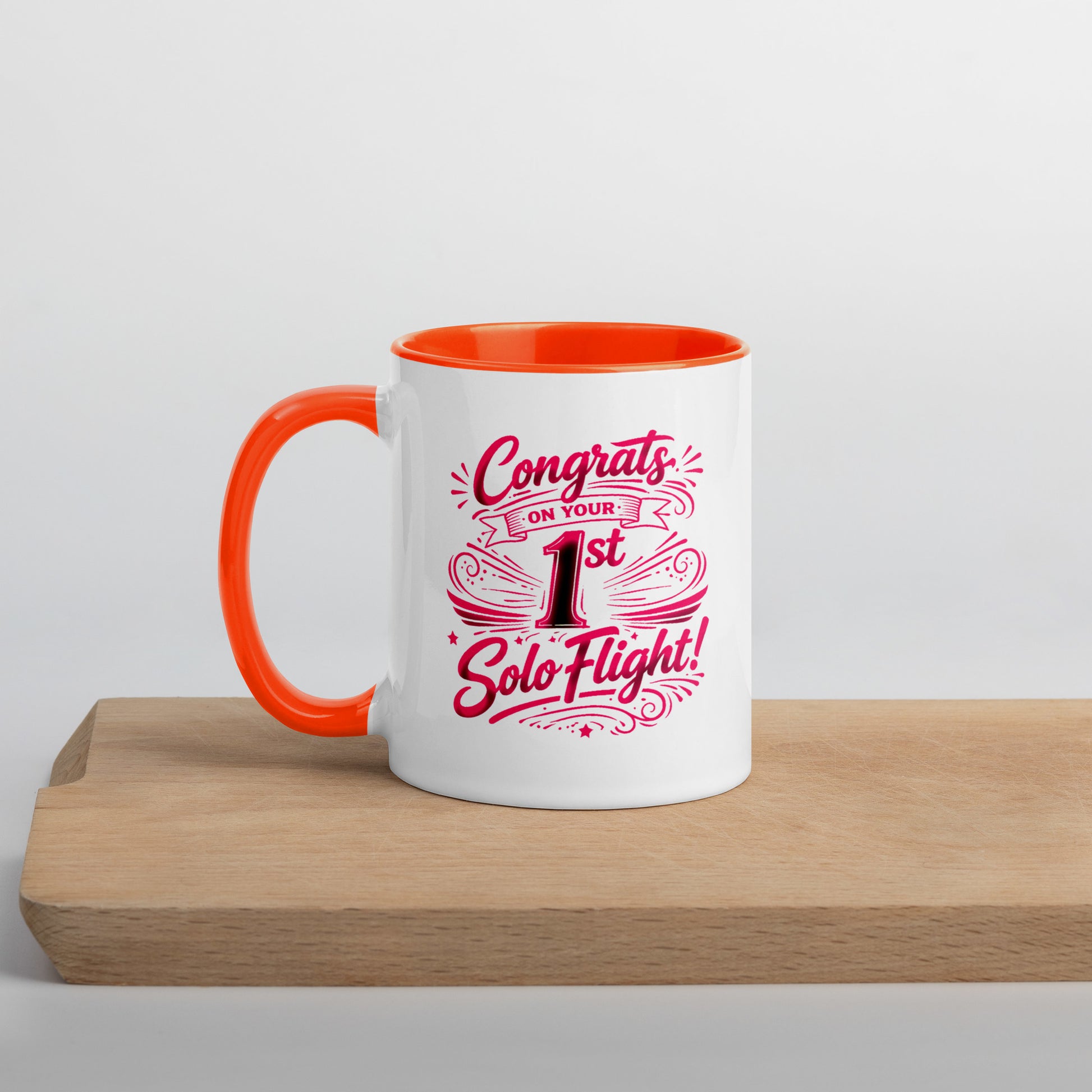 Congrats on your 1st Solo Flight! (v3. pink) 11 oz. mug with color inside