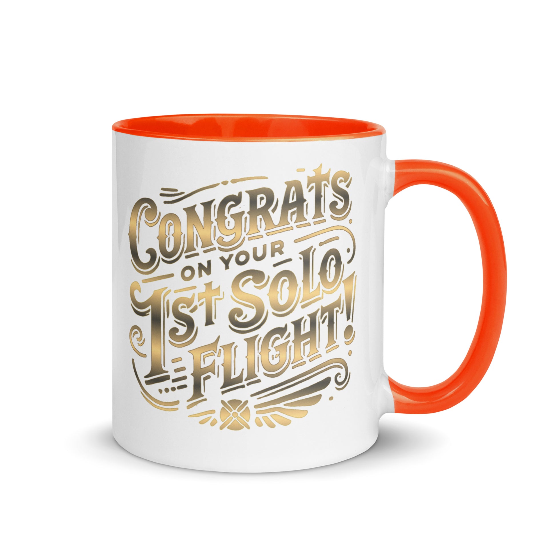 Congrats on your 1st Solo Flight! (gold) mug with color inside