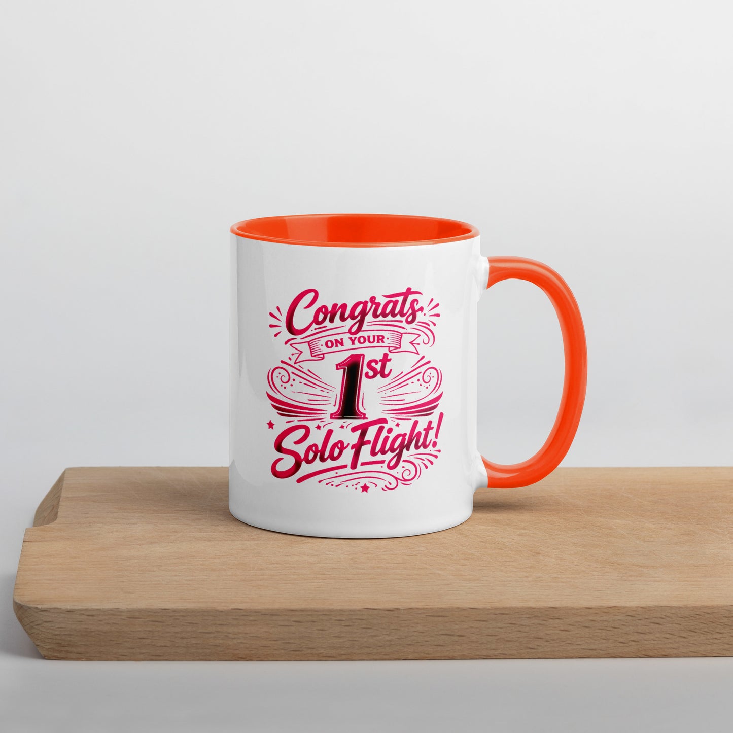Congrats on your 1st Solo Flight! (v3. pink) 11 oz. mug with color inside