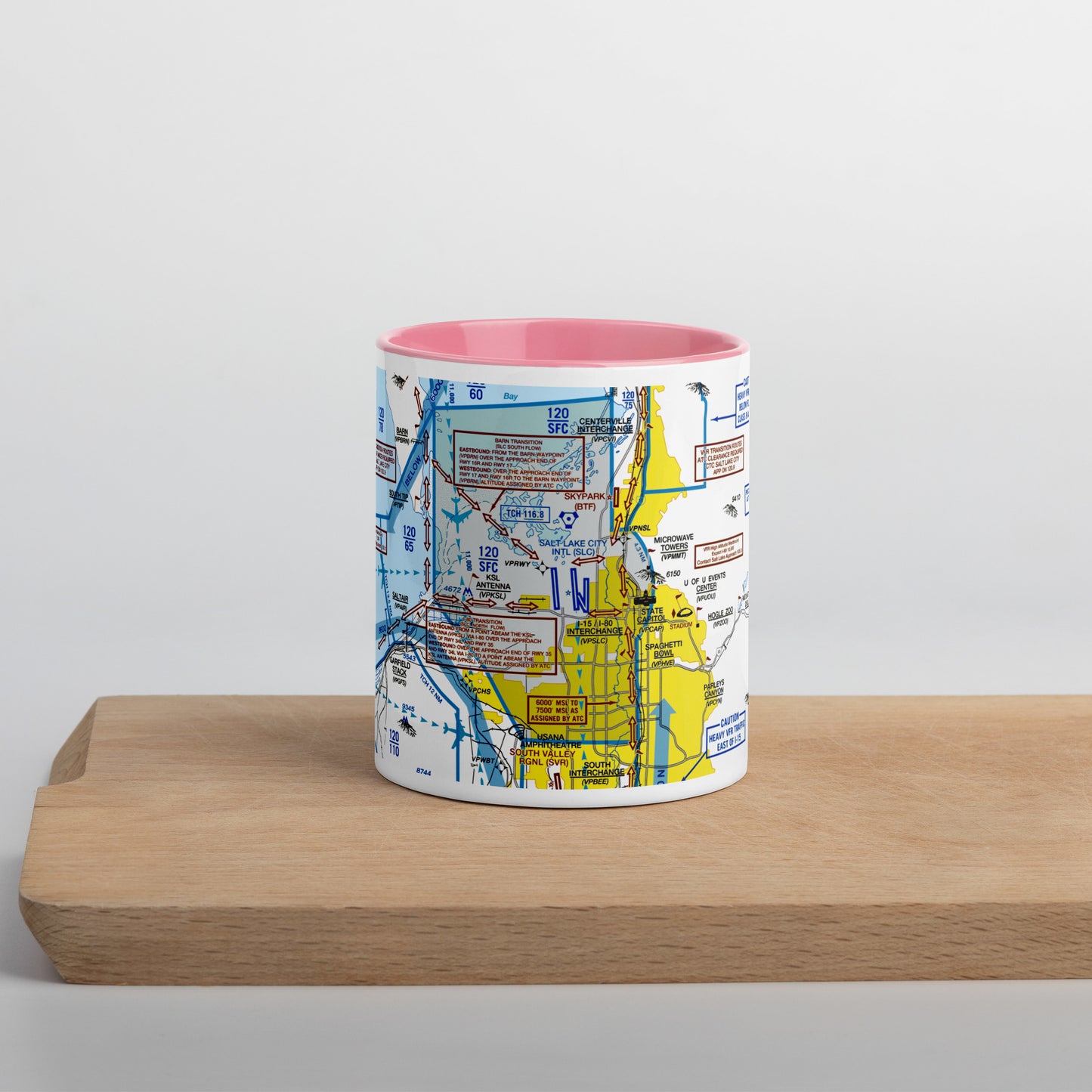 Salt Lake City Flyway Chart mug with color inside