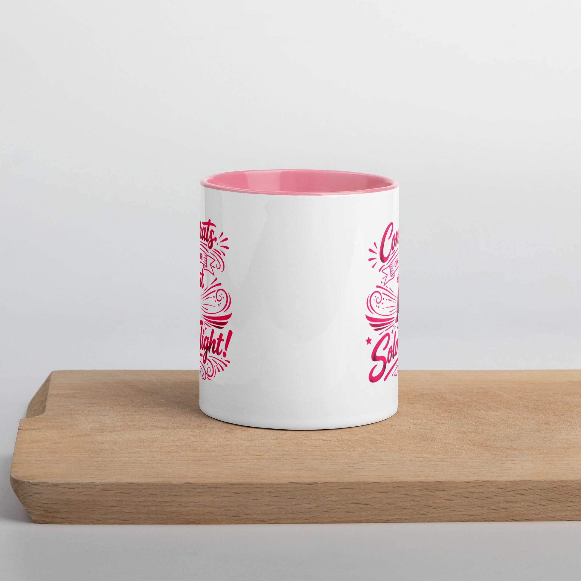 Congrats on your 1st Solo Flight! (v3. pink) 11 oz. mug with color inside
